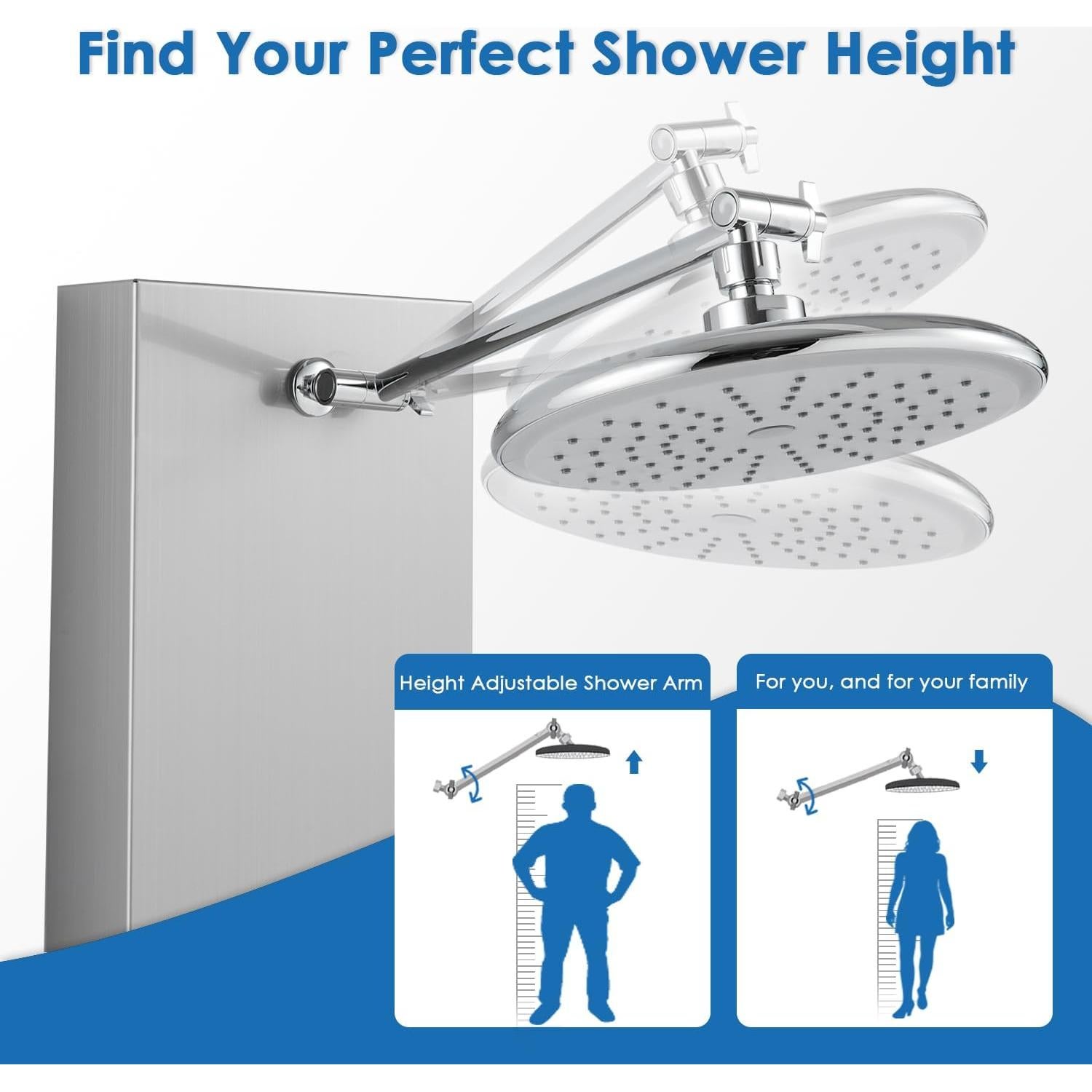 Panel de Ducha ROVOGO Acero Inoxidable 304 6 Jets 20 cm