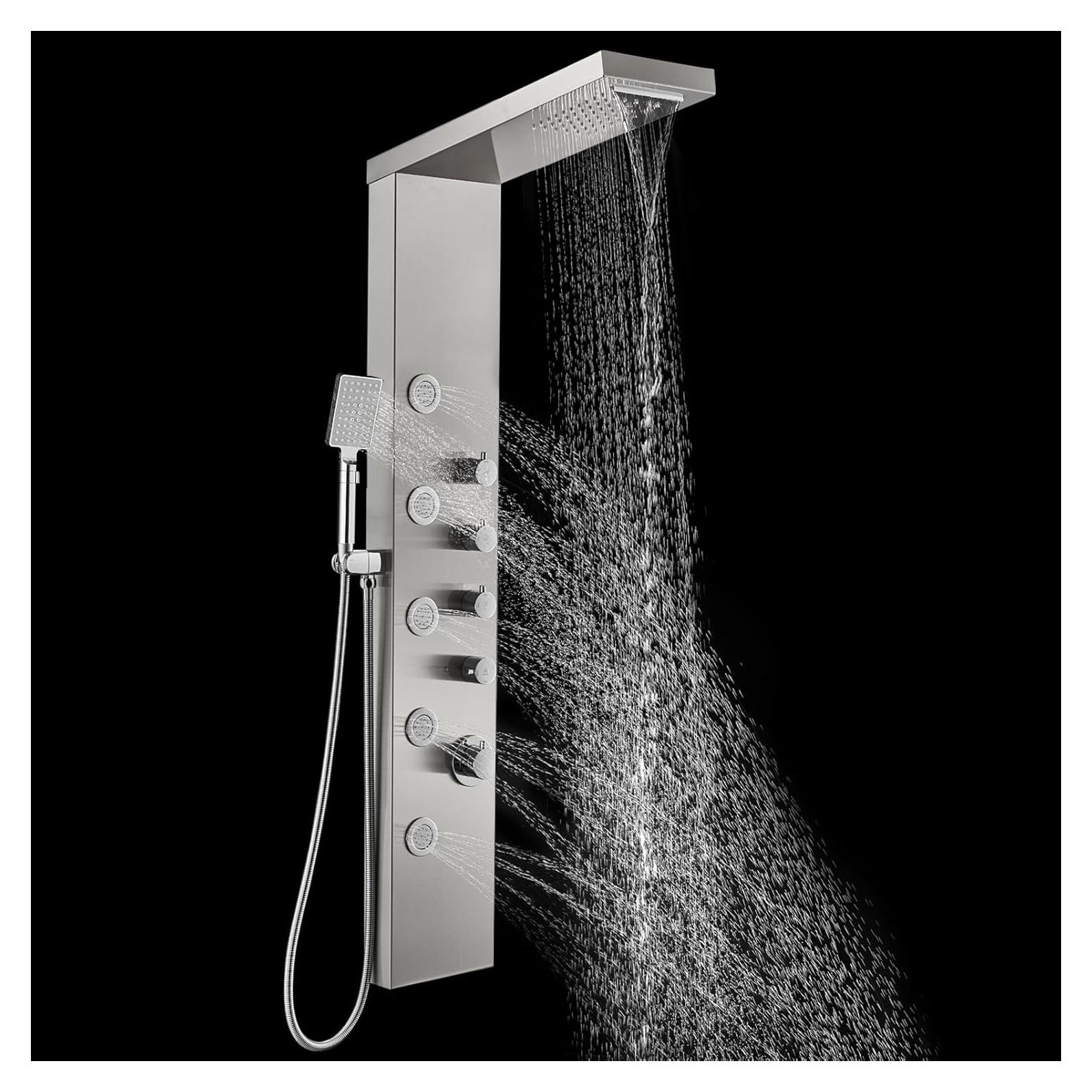 Panel de Ducha ROVOGO Acero Inoxidable 304 5 Jets 3 Funciones