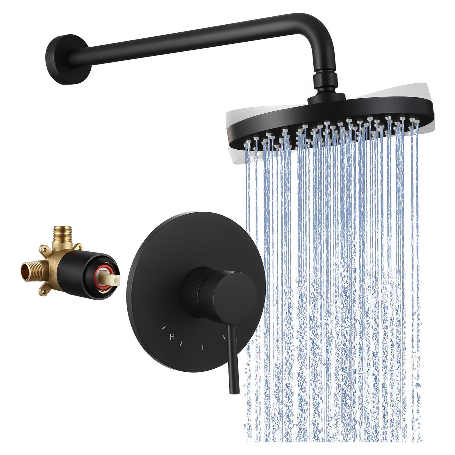 Sistema de Ducha KES Negro Mate 8" Antiescaldamiento