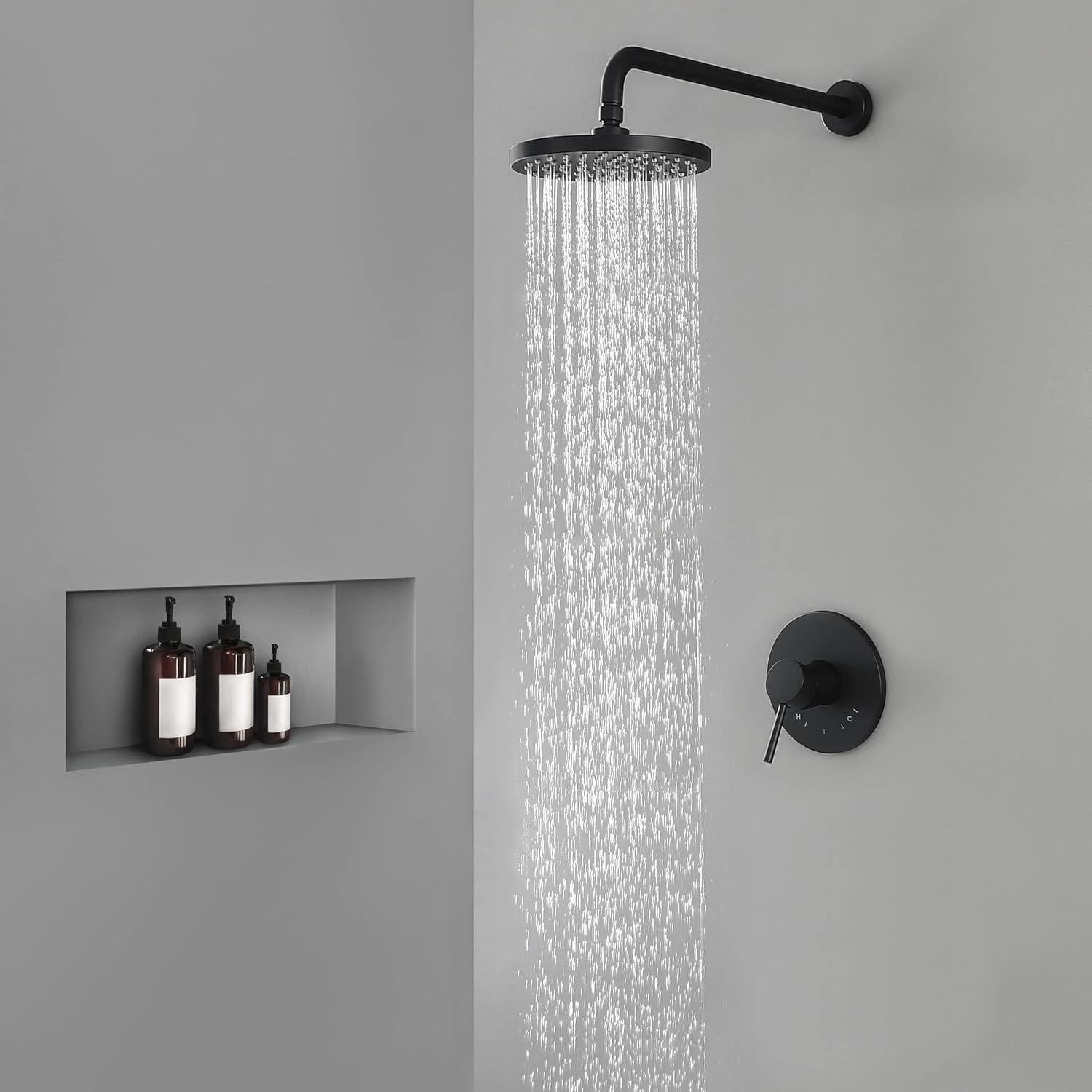 Sistema de Ducha KES Negro Mate 8" Antiescaldamiento