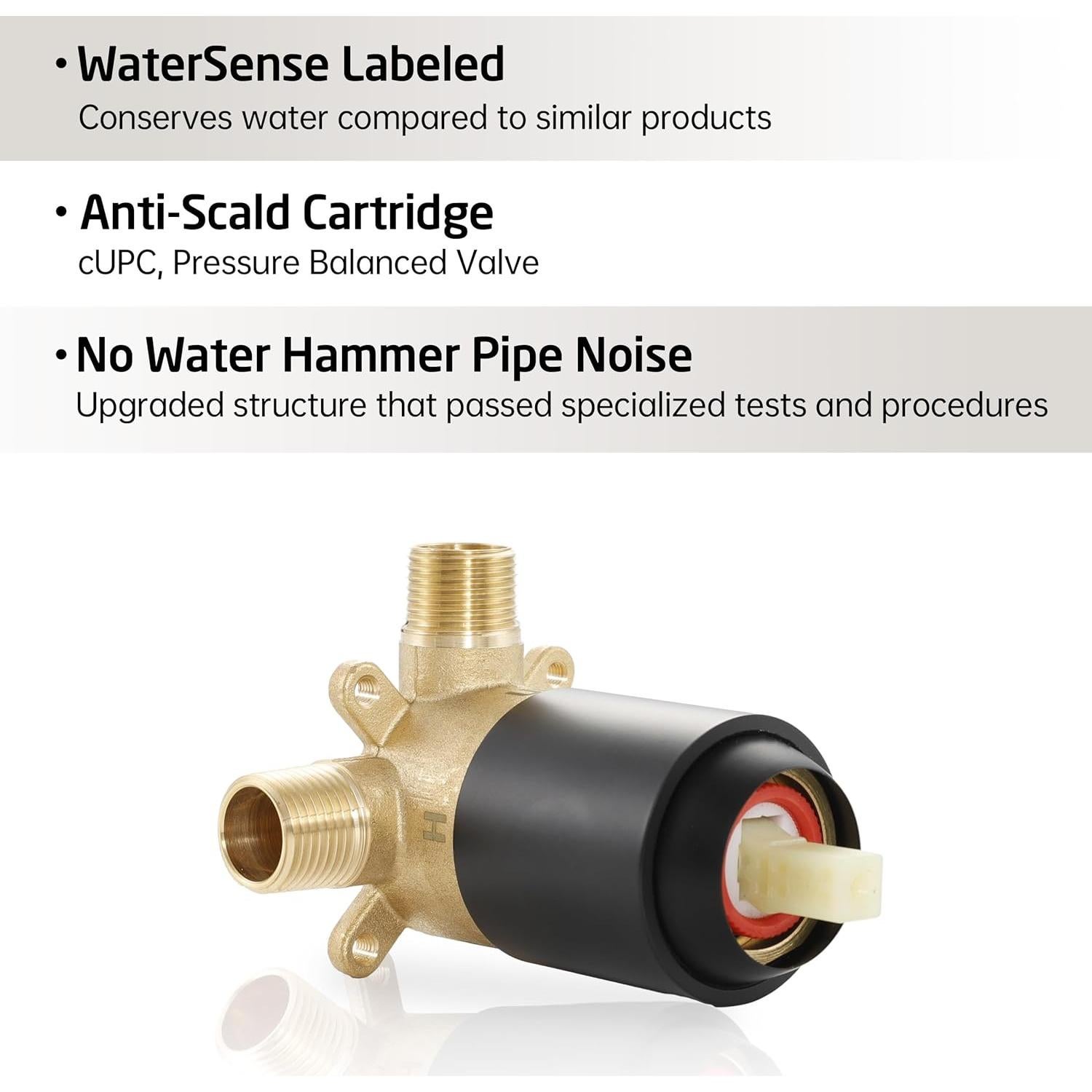 Sistema de Ducha KES Negro Mate 8" Antiescaldamiento