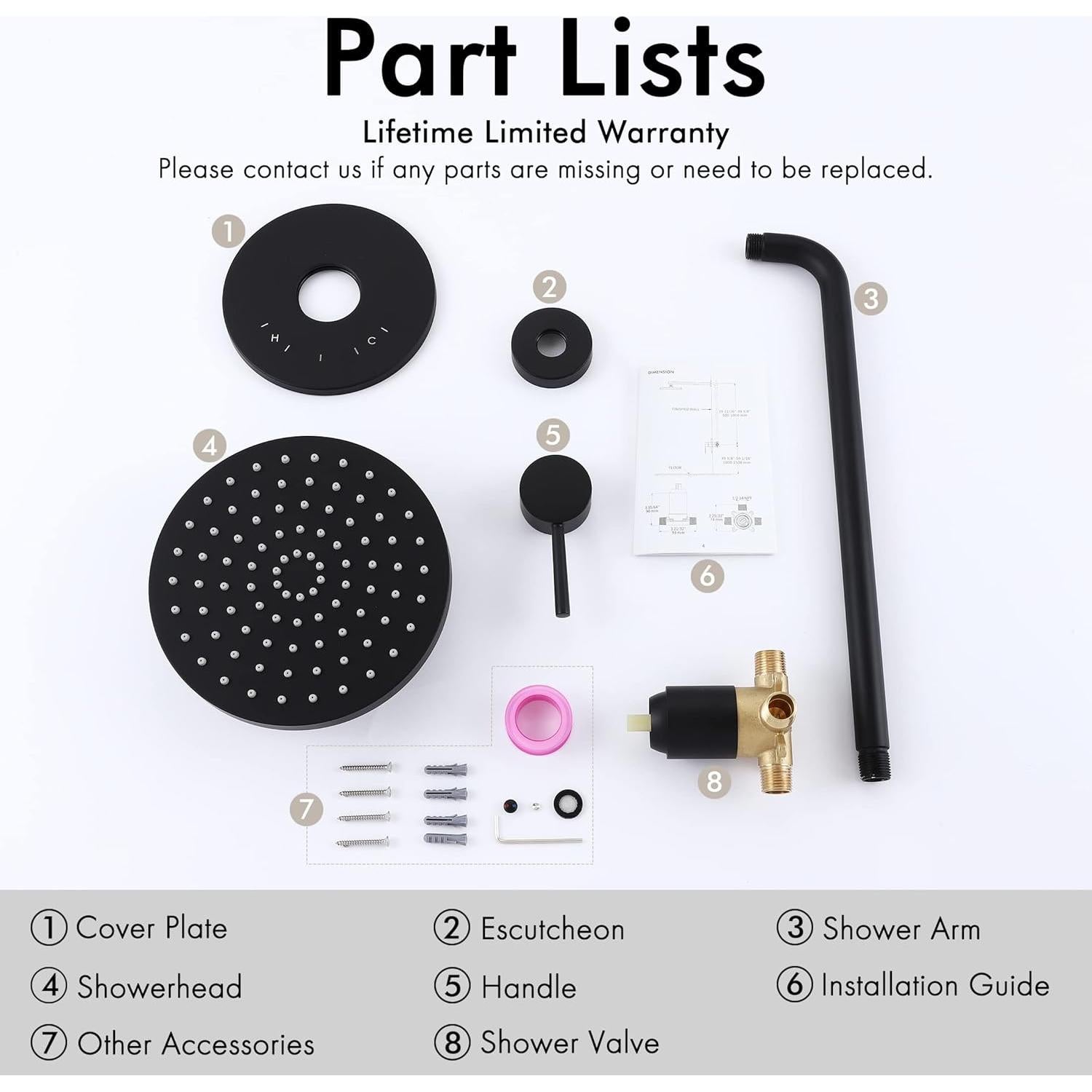 Sistema de Ducha KES Negro Mate 8" Antiescaldamiento