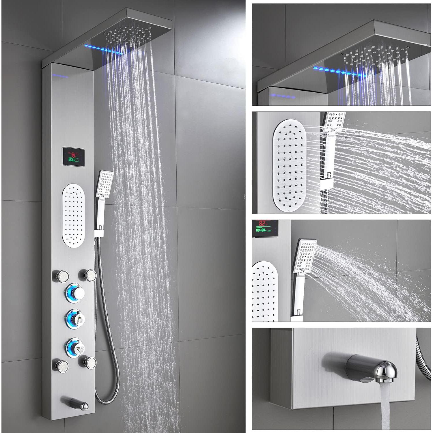 Panel de Ducha LED ELLO&ALLO Acero Inoxidable 132x46 cm