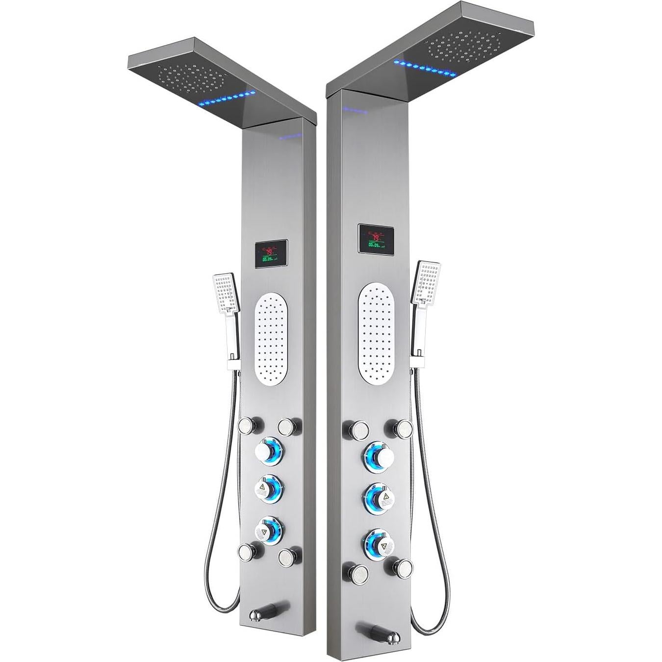 Panel de Ducha LED ELLO&ALLO Acero Inoxidable 132x46 cm