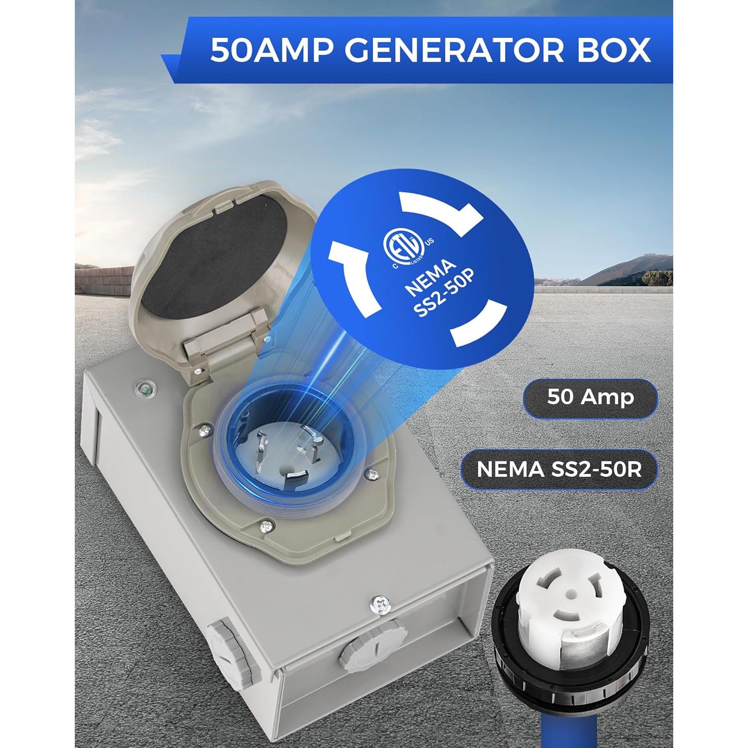 Caja de entrada de generador WILAWELS 50 Amp NEMA SS2-50P
