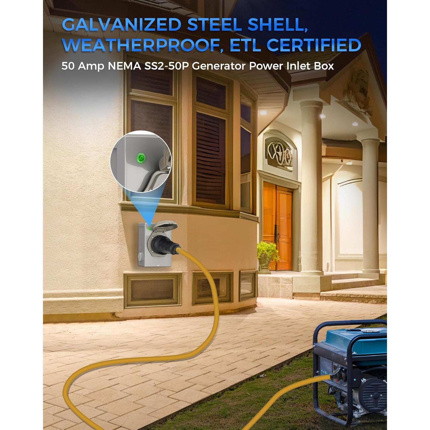 Caja de entrada de generador WILAWELS 50 Amp NEMA SS2-50P