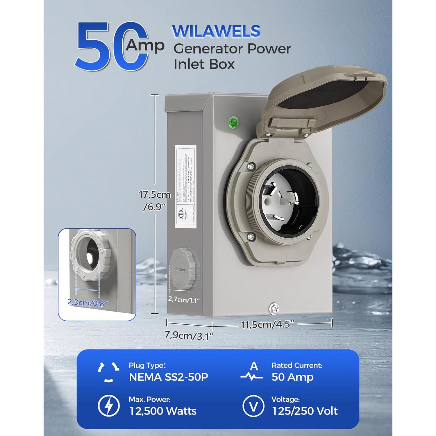 Caja de entrada de generador WILAWELS 50 Amp NEMA SS2-50P