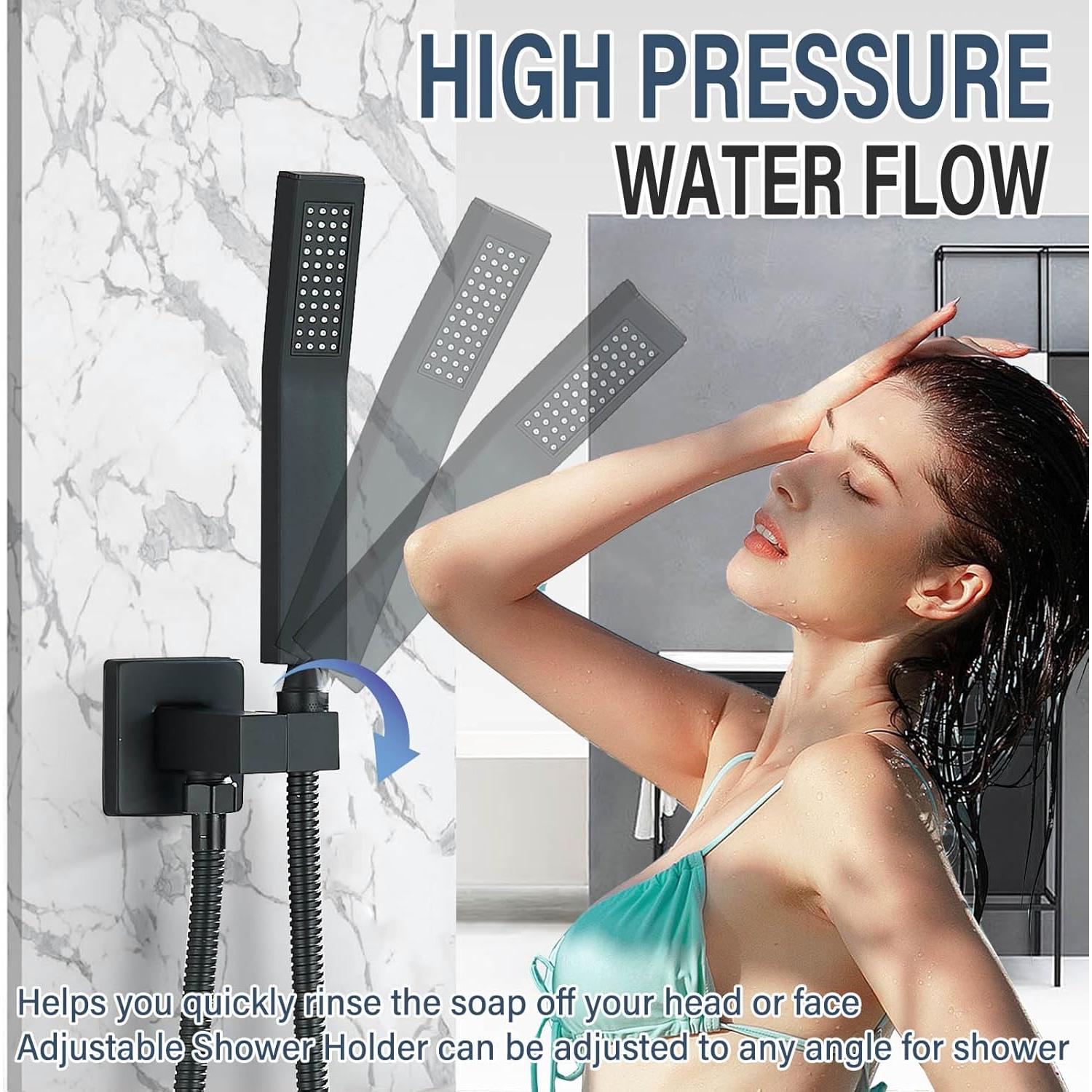 Cabezal de Ducha de Lluvia LED 30.5cm Saeuwtowy Negro Mate