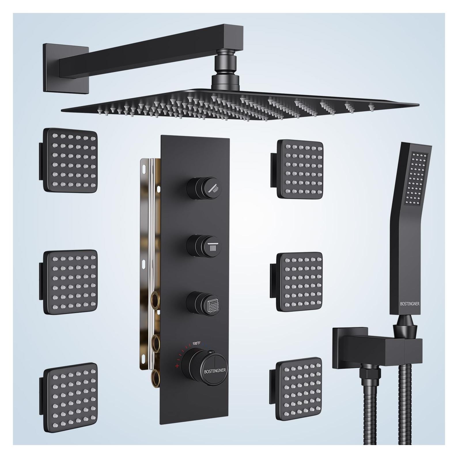 Sistema de Ducha Termostático Bostingner 12" con Jets