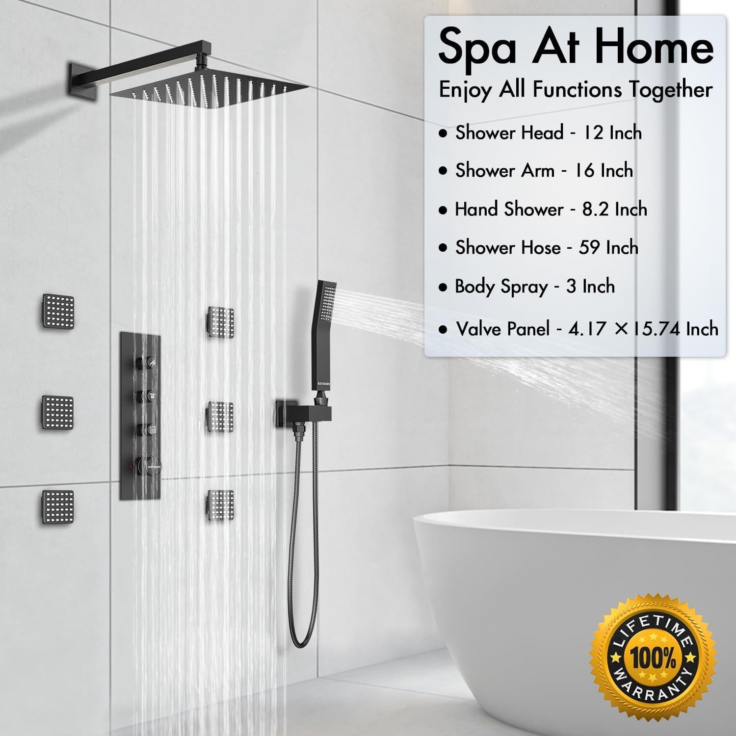 Sistema de Ducha Termostático Bostingner 12" con Jets