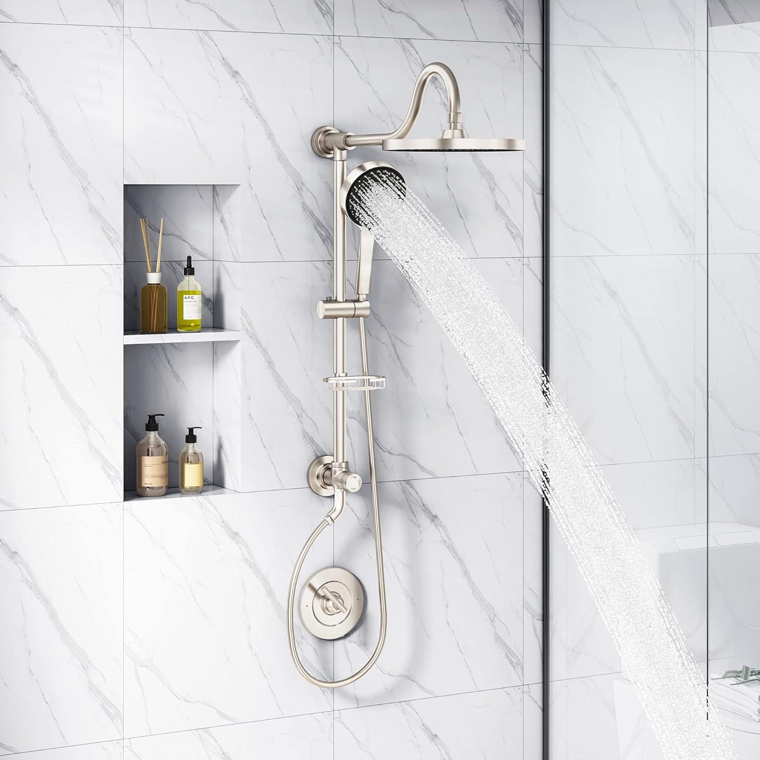 Cabezal de Ducha Tearel 9" Lluvia y Ducha de Mano Níquel