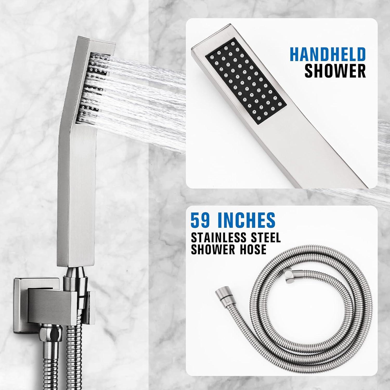 Sistema de Ducha de Lluvia 30 cm Niquel Completo con Válvula