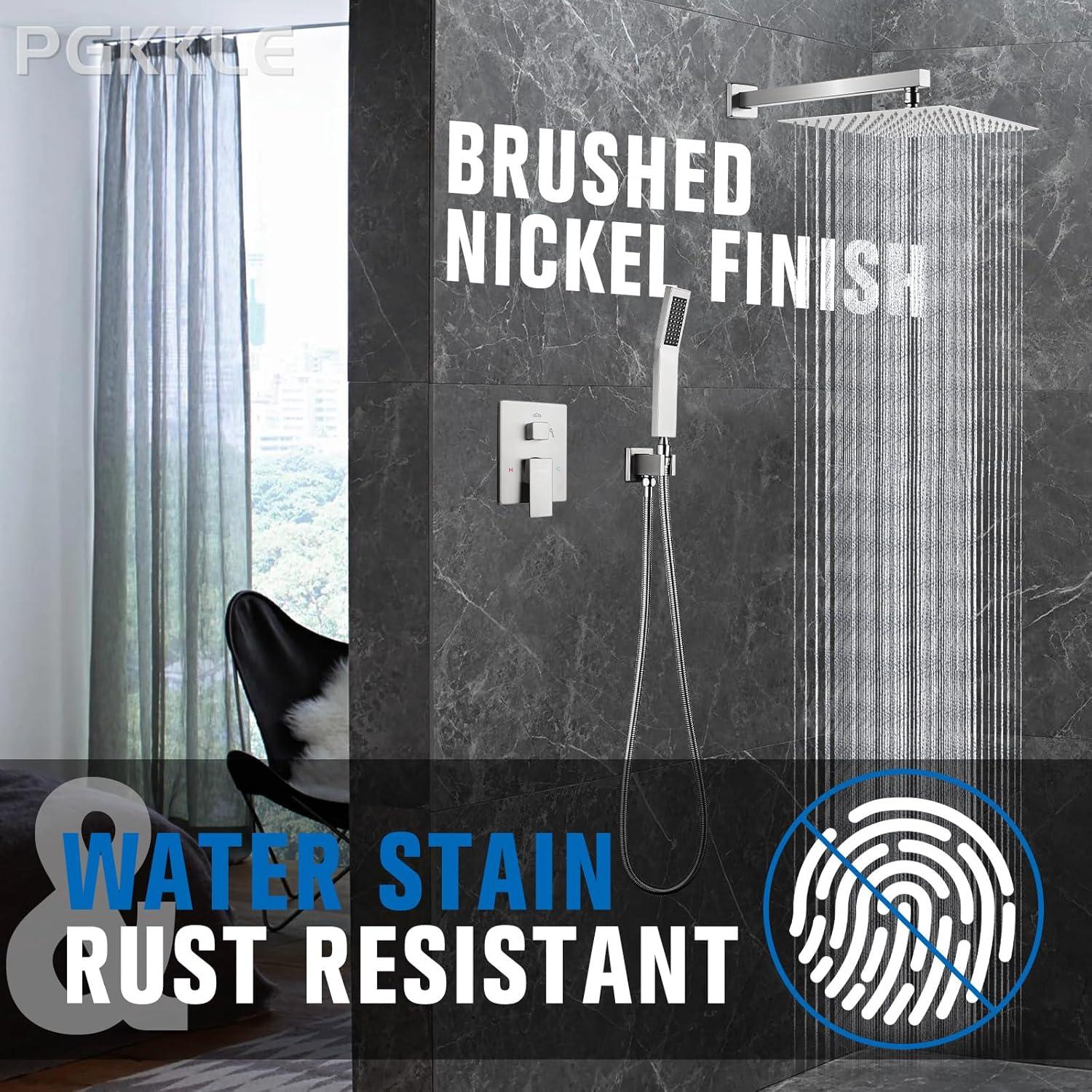 Sistema de Ducha de Lluvia 30 cm Niquel Completo con Válvula