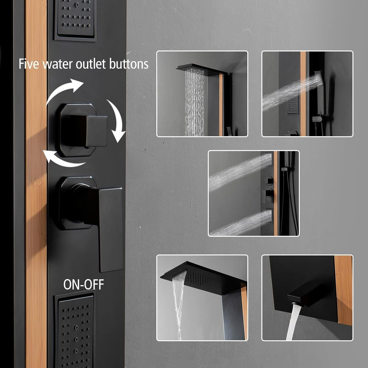 Panel de Ducha BWE 5 en 1 Acero Inoxidable Negro