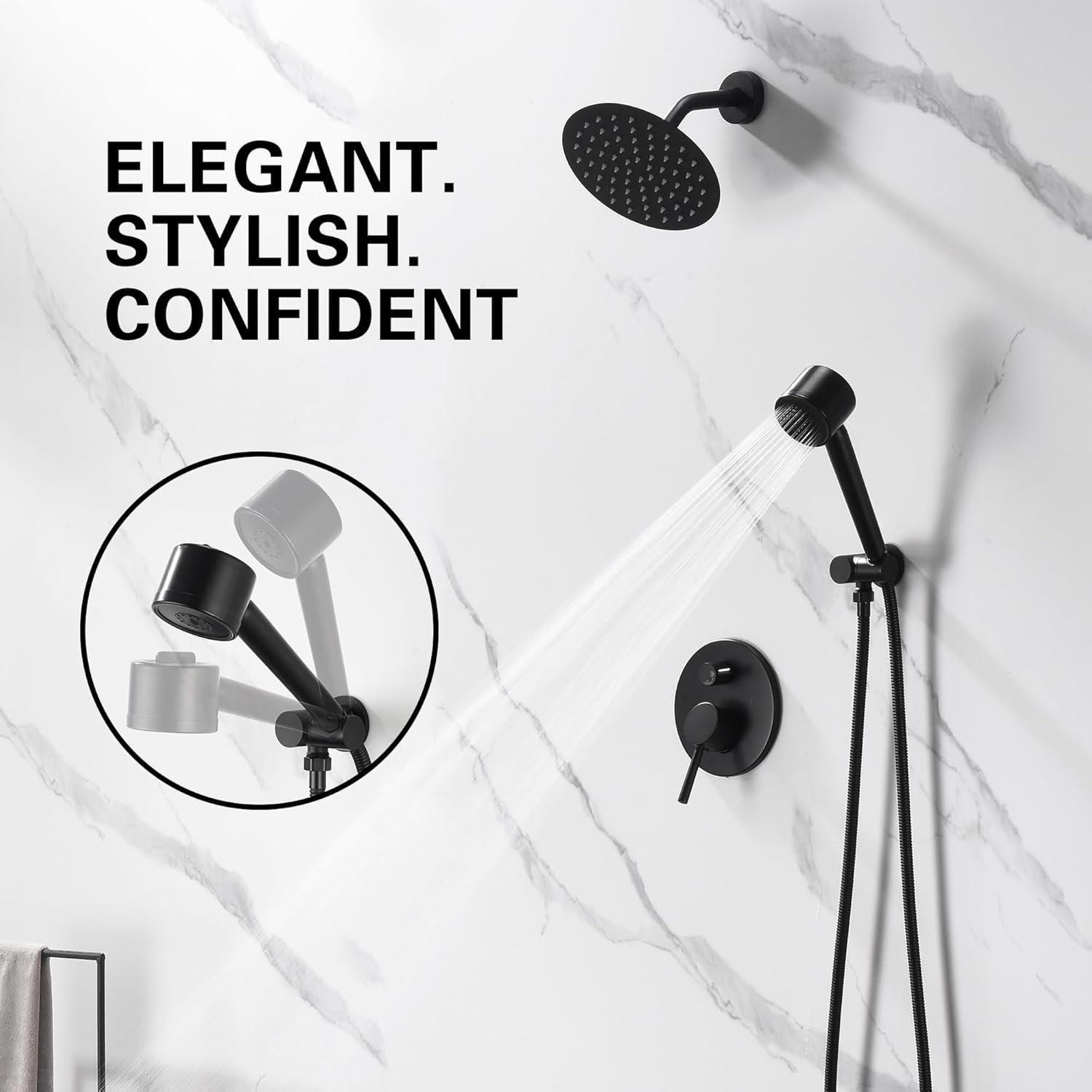 Grifo de Ducha Completo Foroute Negro Mate 8" (20,32 cm)