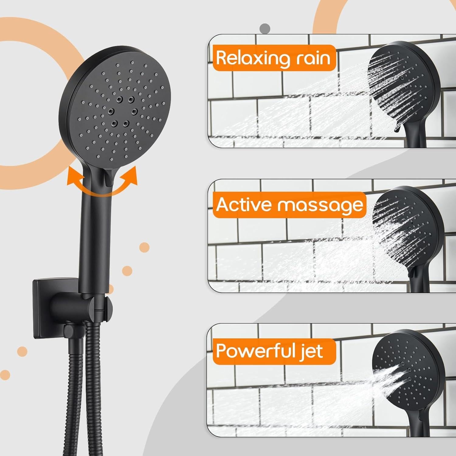 Juego de Ducha AONEON 10" Negro Mate con Rociador Manual