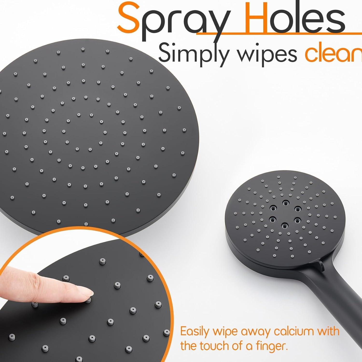 Juego de Ducha AONEON 10" Negro Mate con Rociador Manual