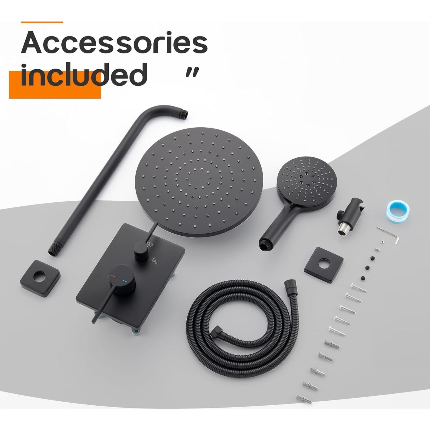 Juego de Ducha AONEON 10" Negro Mate con Rociador Manual