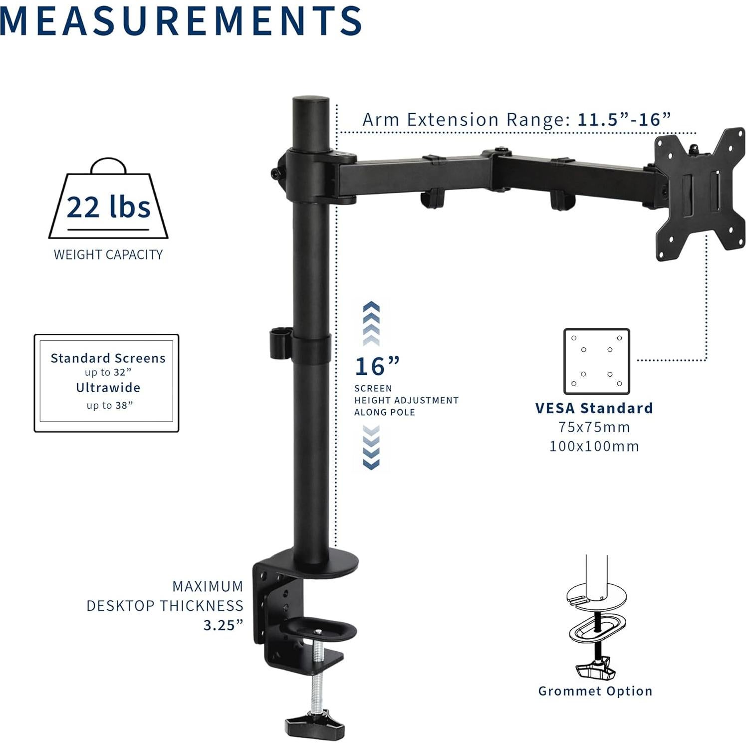 Soporte de Monitor VIVO STAND-V001 Ajustable hasta 38"