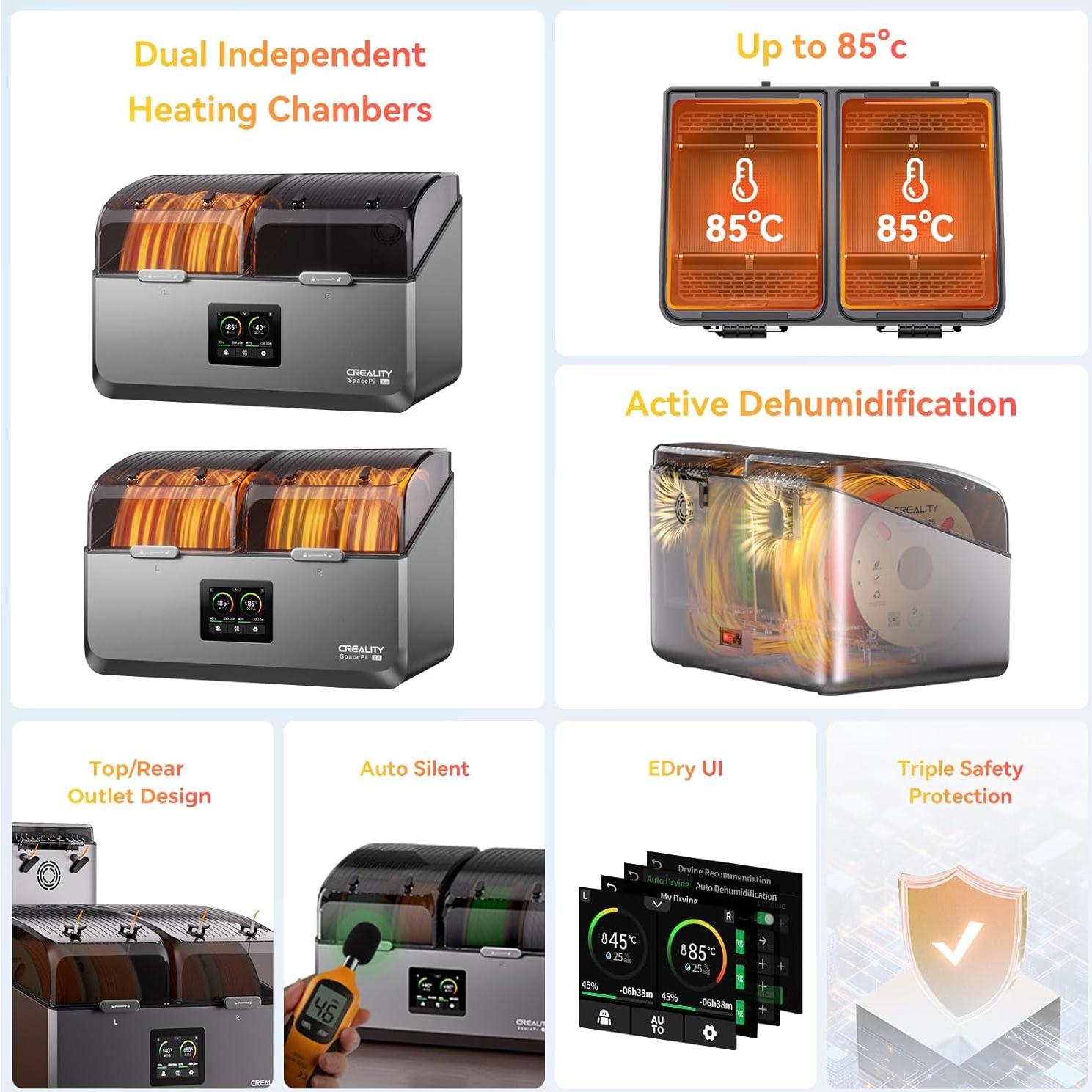 Secador de Filamento Creality Space Pi X4 4 Bobinas 85°C