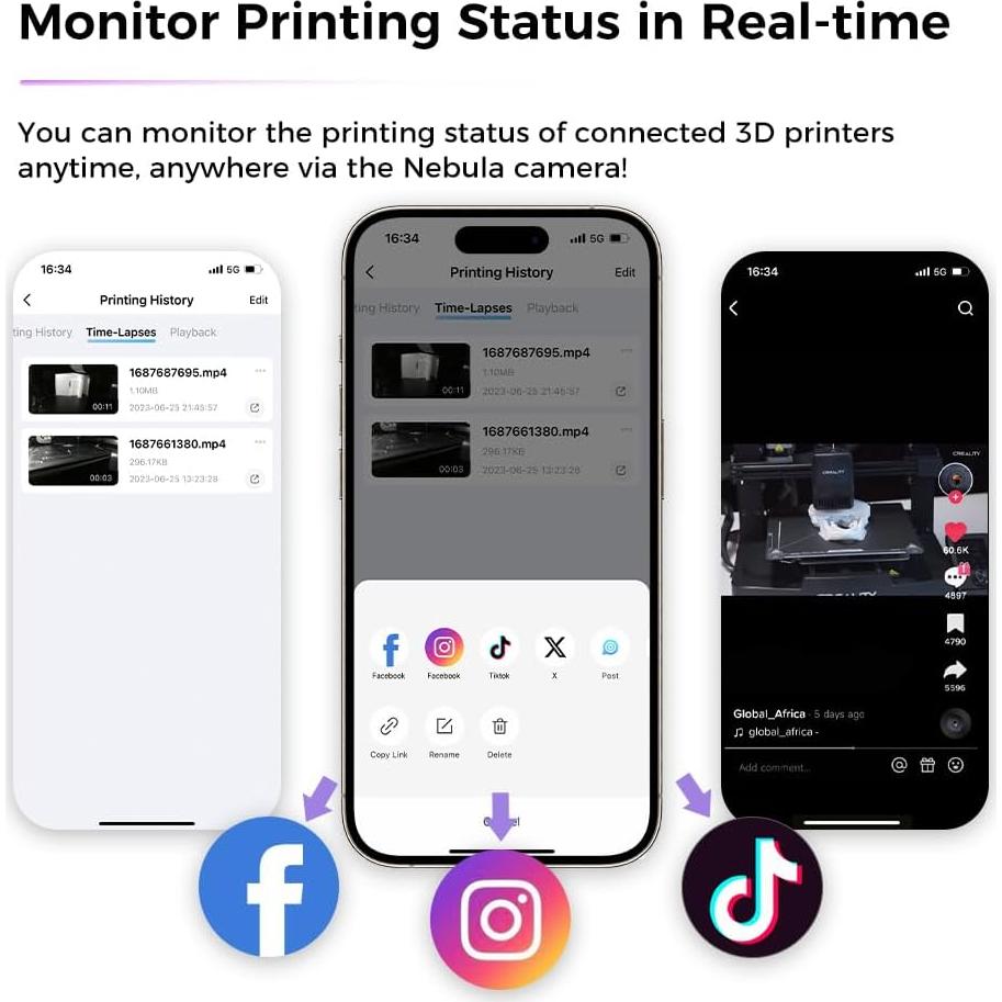Cámara Nebula Creality para Impresoras 3D, WiFi, Time-Lapse
