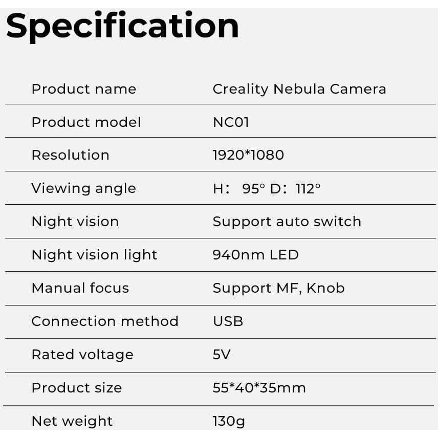 Cámara Nebula Creality para Impresoras 3D, WiFi, Time-Lapse