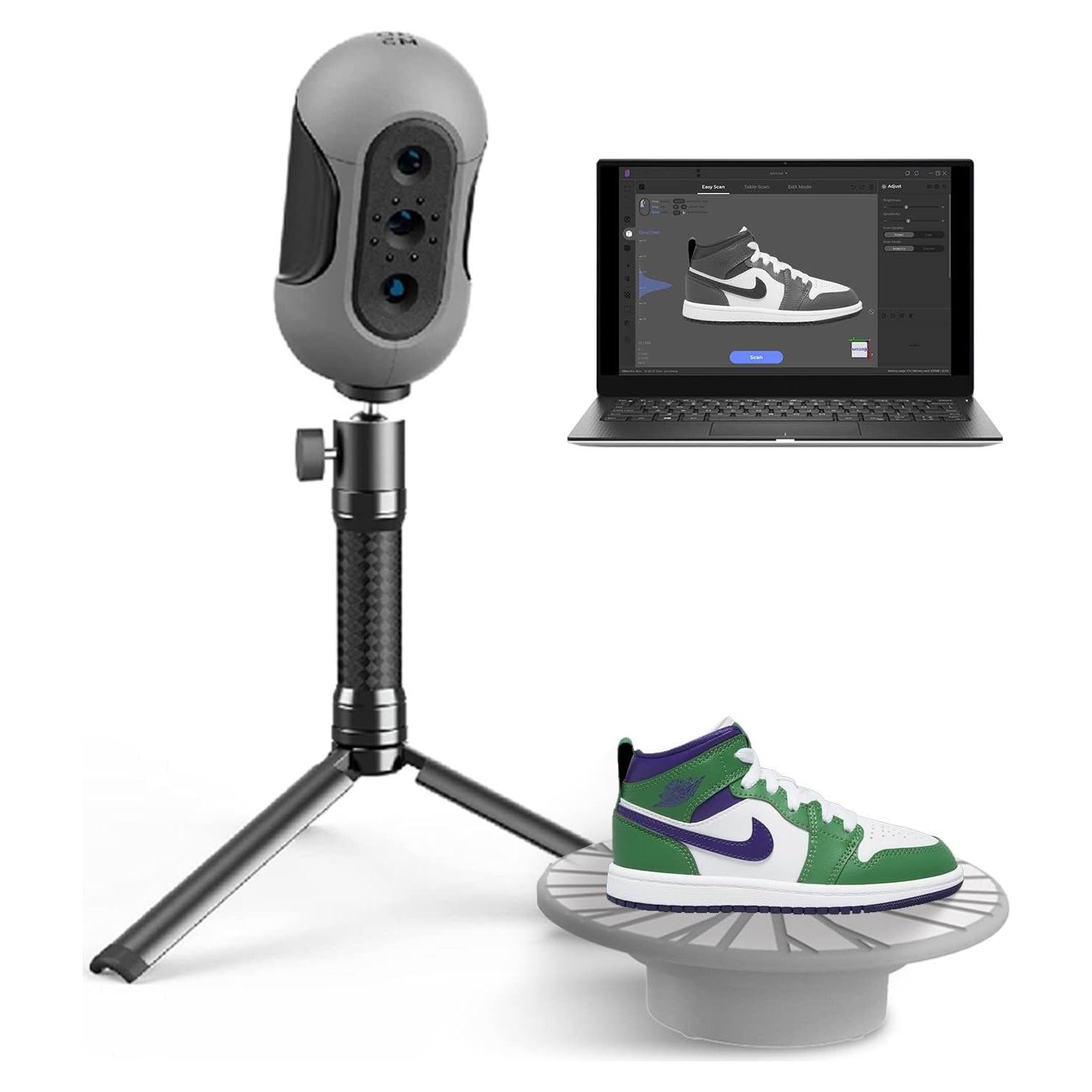 Mole 3D Scanner, 0.1mm Resolution, 0.05mm High Accuracy with 10fps Scan Speed, Supporting Handheld Turntable Dual Modes Black Object Scanning,Compatible with Win10/MasOS (Premium Version)