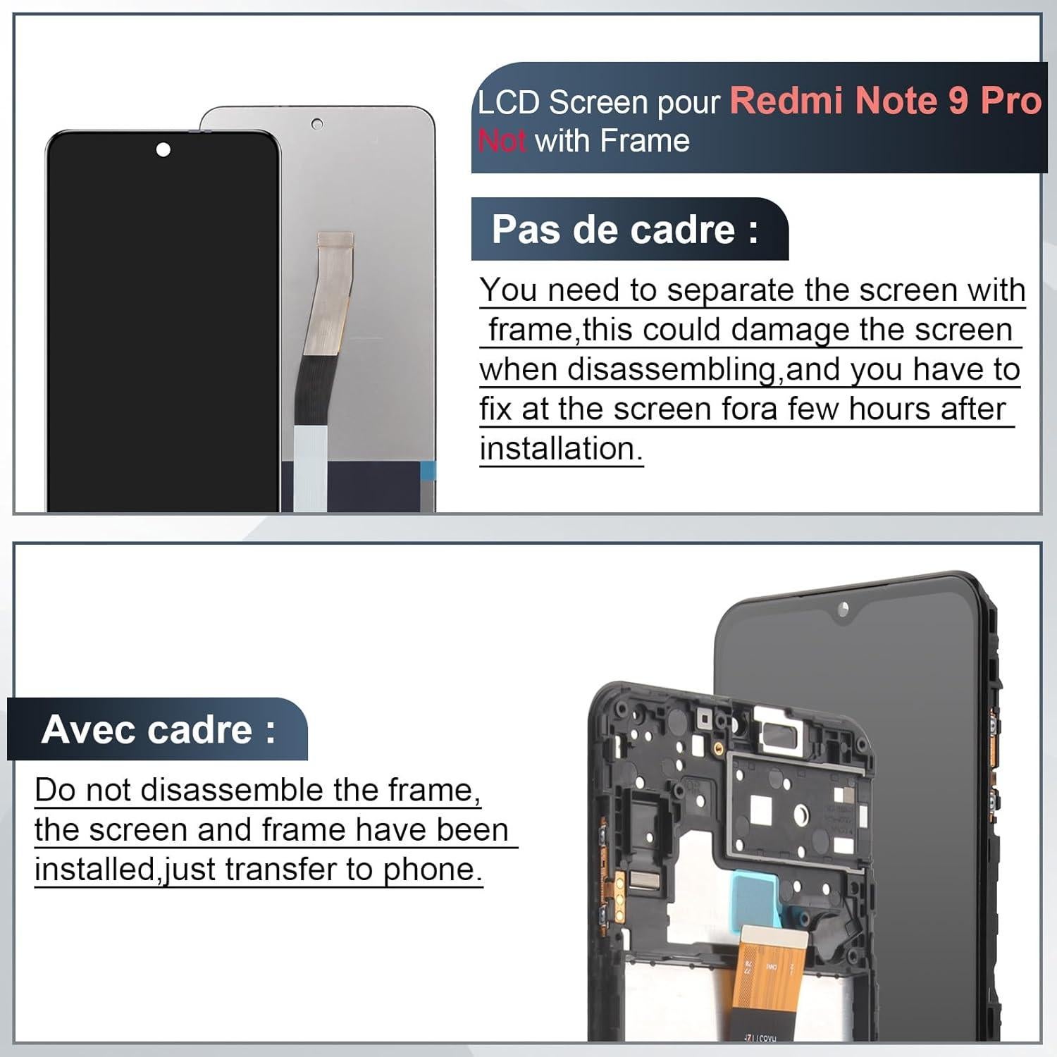 Pantalla LCD Reemplazo Xiaomi Redmi Note 9 Pro 6.67" Negro