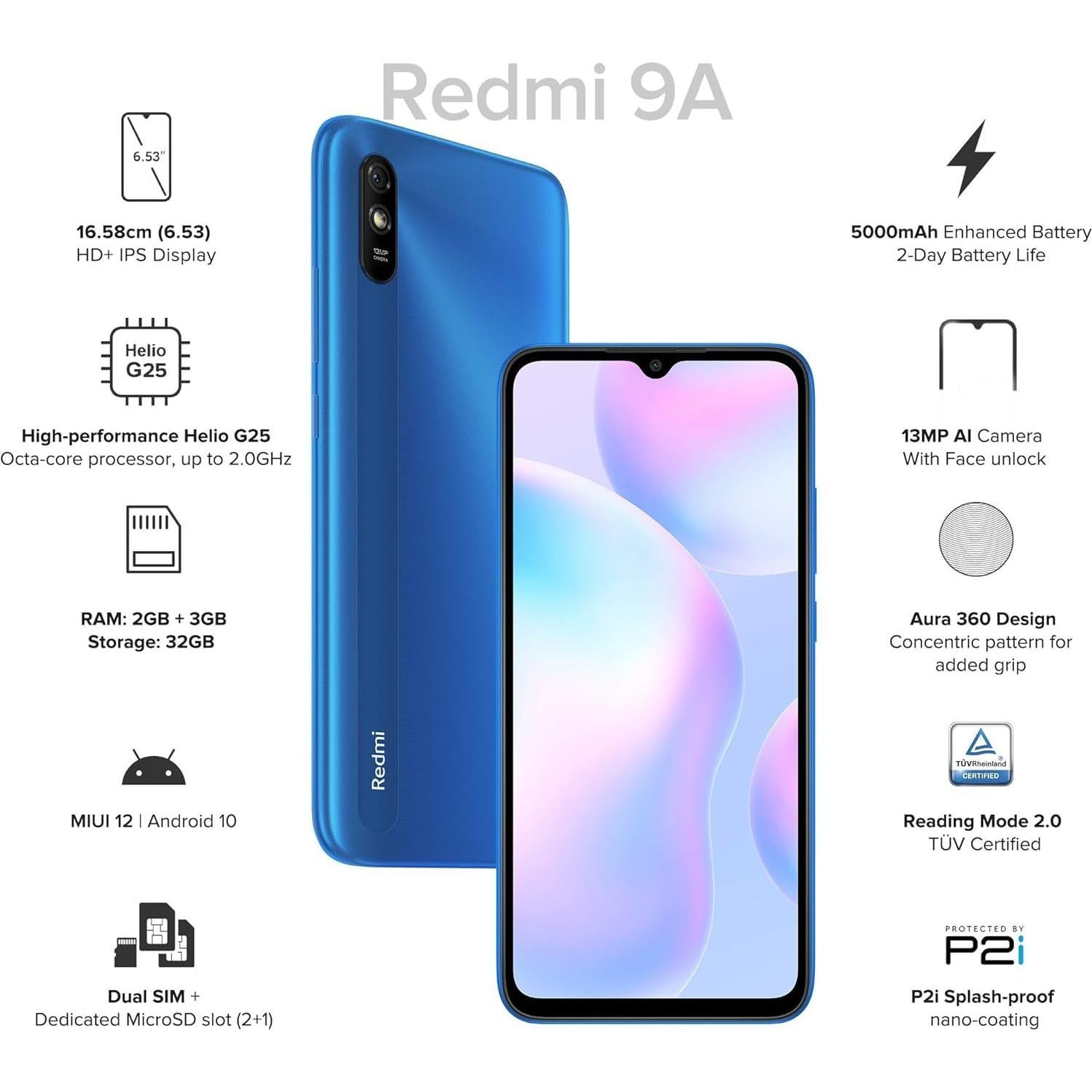 Xiaomi Redmi 9A 64GB/4GB Doble SIM Azul Cielo 4G LTE