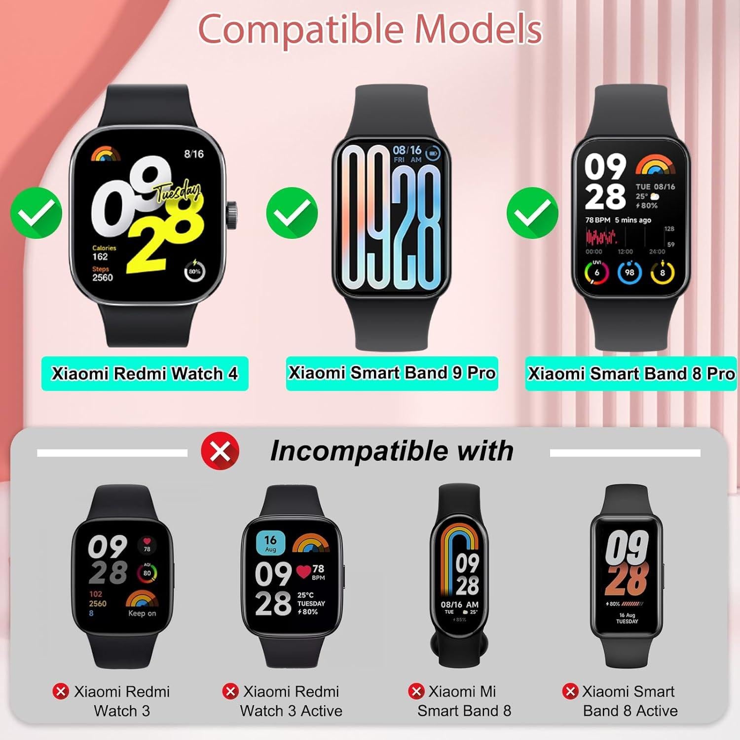 Bandas de nailon para Xiaomi Redmi Watch 5/4 y Smart Band 8/9 Pro - 2 piezas ajustables