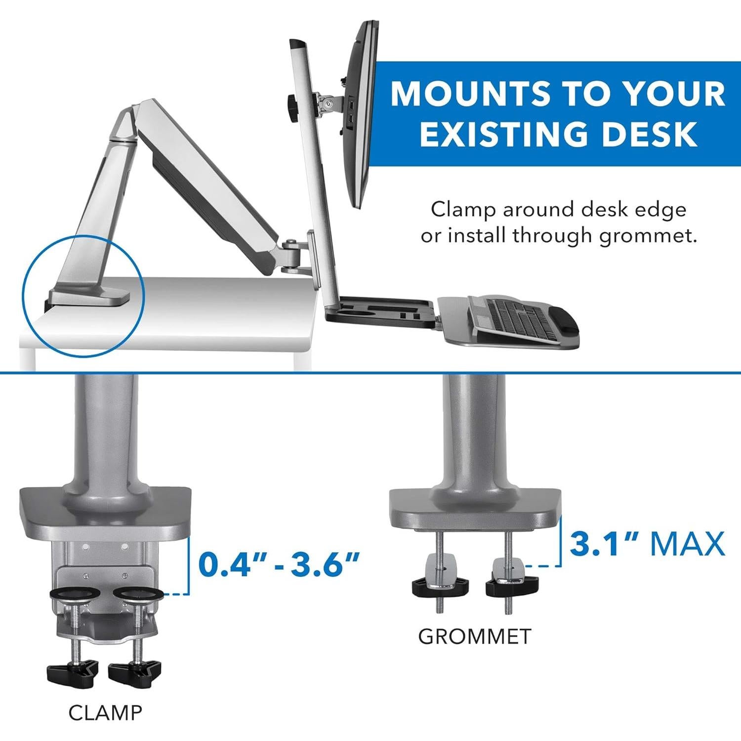 Mount-It! Soporte de escritorio ajustable de pie y sentado