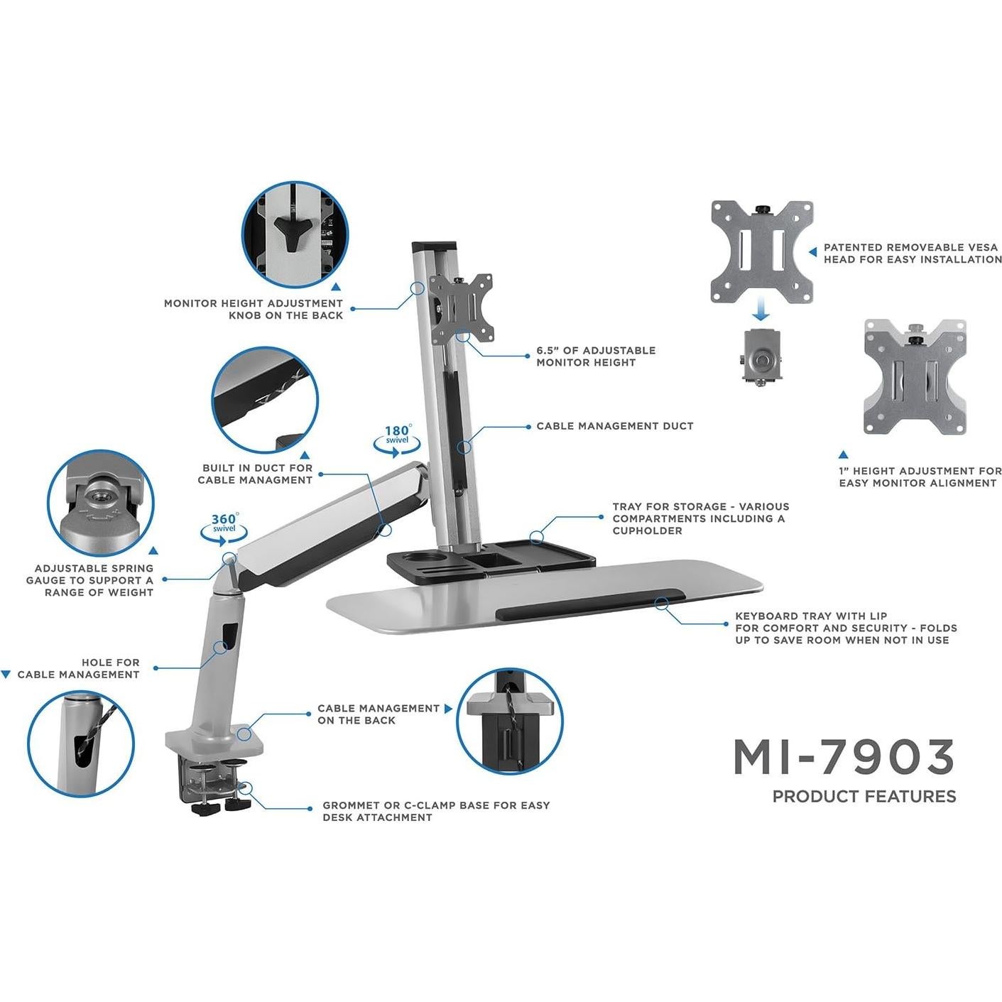 Mount-It! Soporte de escritorio ajustable de pie y sentado