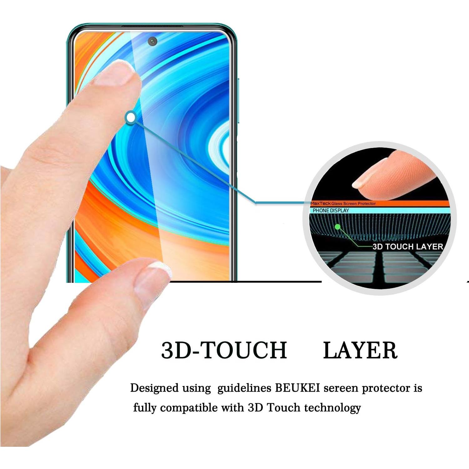 Paquete de 3 Protectores de Pantalla Vidrio Templado Beukei para Xiaomi Redmi Note 9S/9 Pro 5G