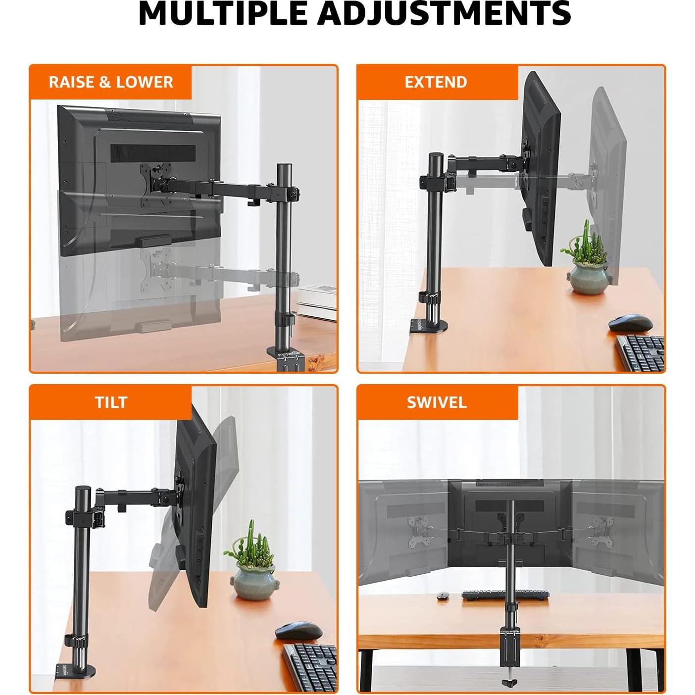 Soporte de Monitor Amazon Basics Ajustable VESA 30" Negro