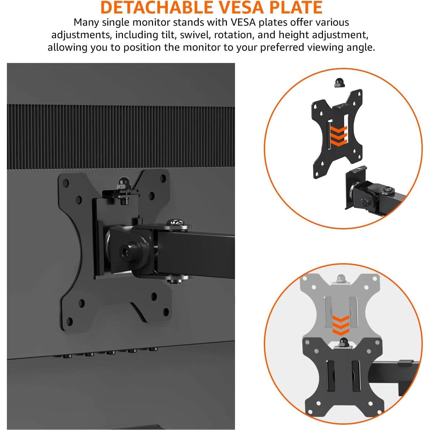 Soporte de Monitor Amazon Basics Ajustable VESA 30" Negro