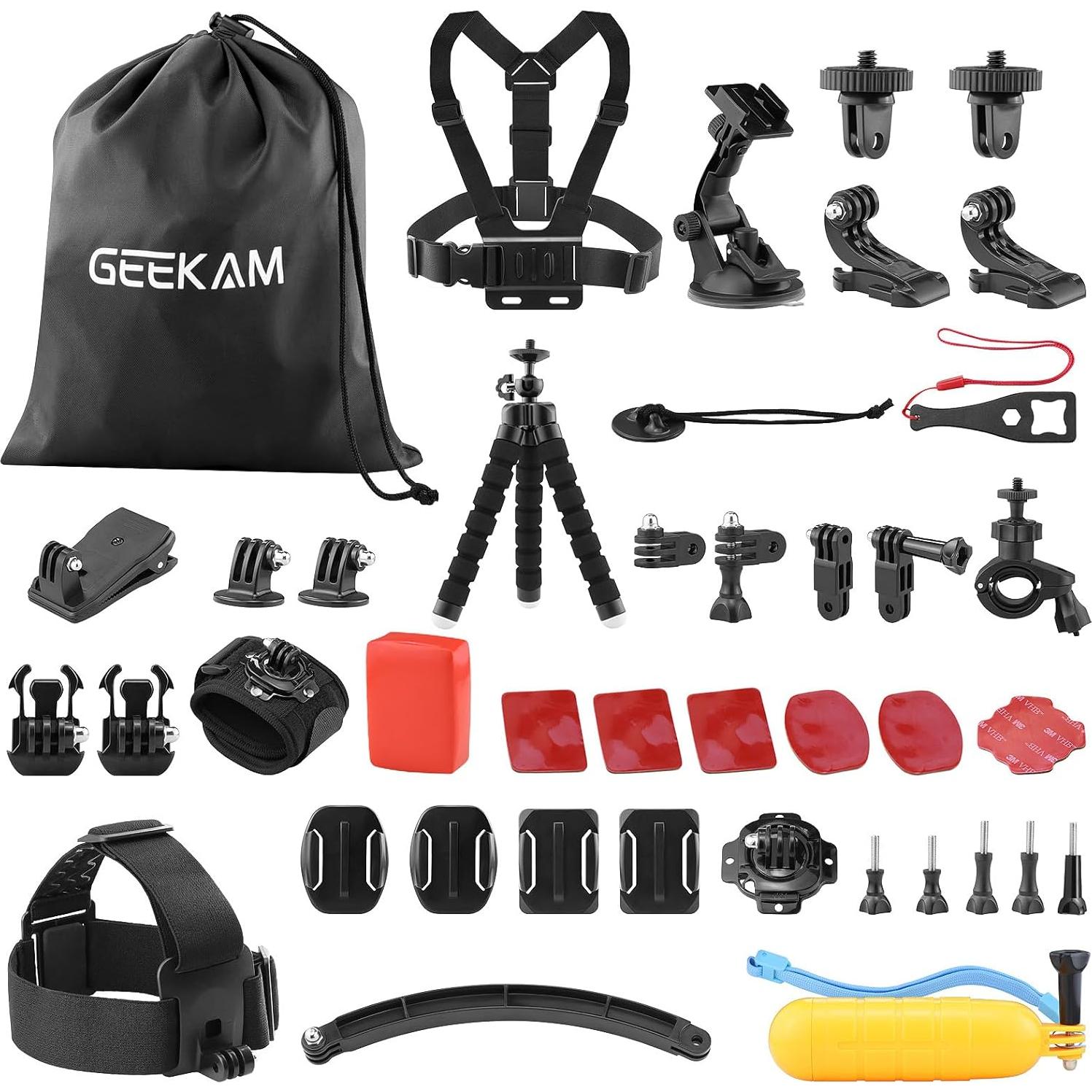 Kit de Accesorios para Cámara de Acción Geekam - 16 Piezas