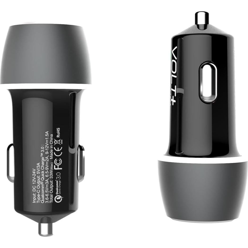 Cargador de Coche 33W Volt Plus Tech con 2 Cables USB-C y MicroUSB