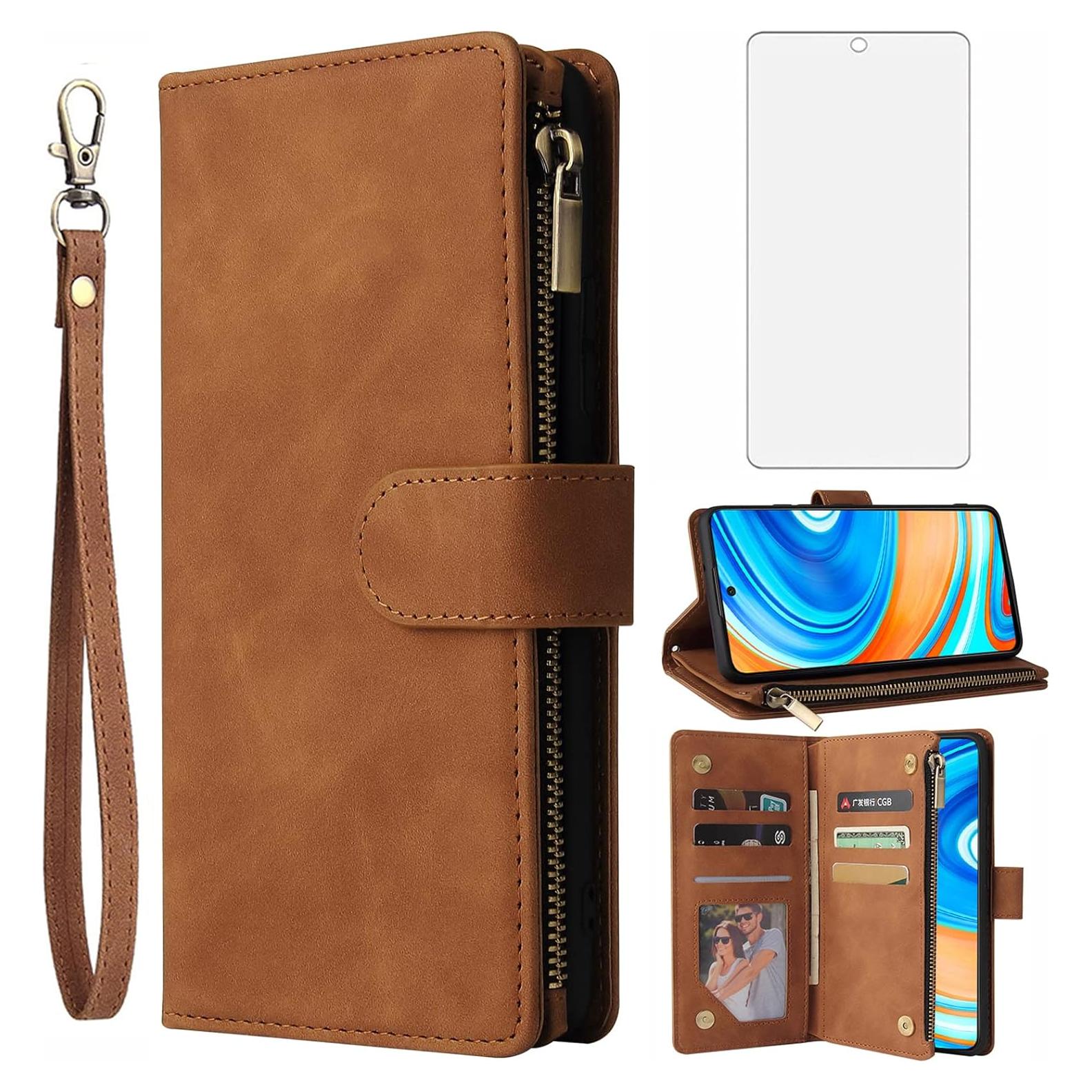 Funda Plegable Asuwish para Xiaomi Redmi Note 9 Pro Marrón