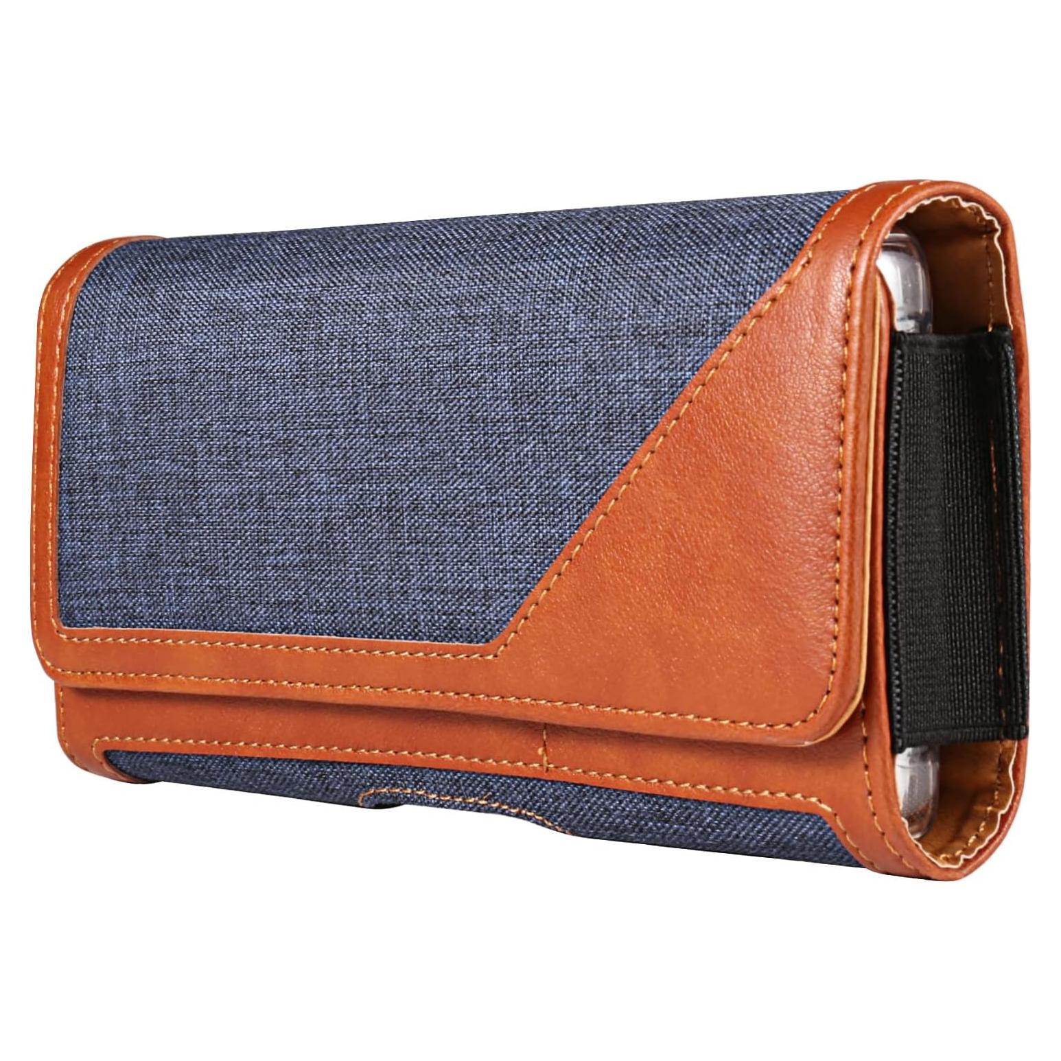 Funda de teléfono celular nylon Seqoiyia azul con clip