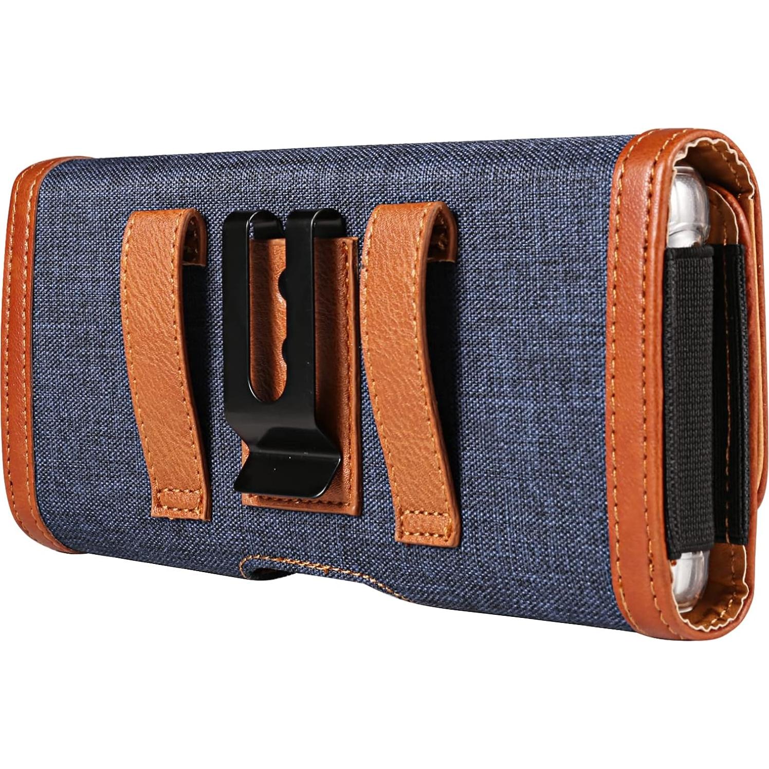 Funda de teléfono celular nylon Seqoiyia azul con clip