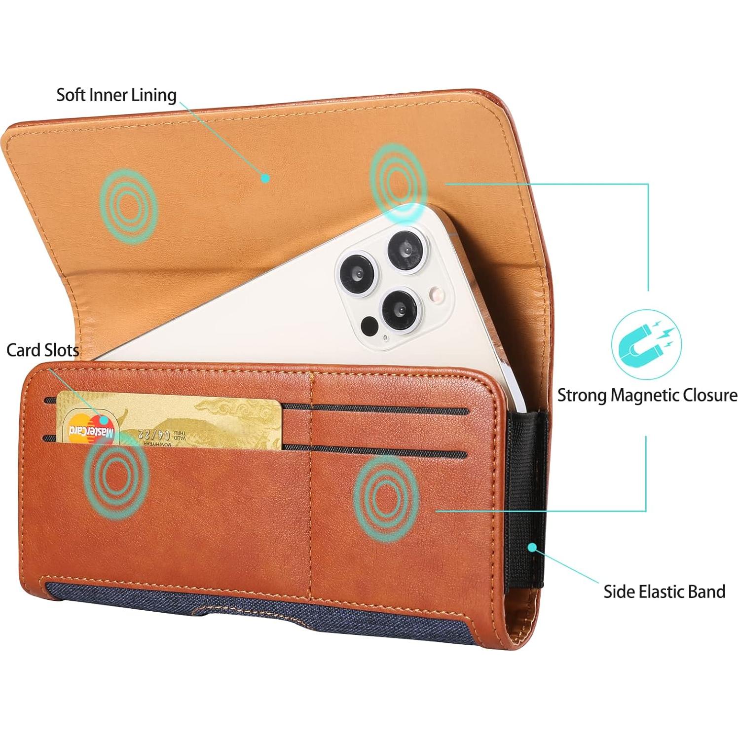 Funda de teléfono celular nylon Seqoiyia azul con clip