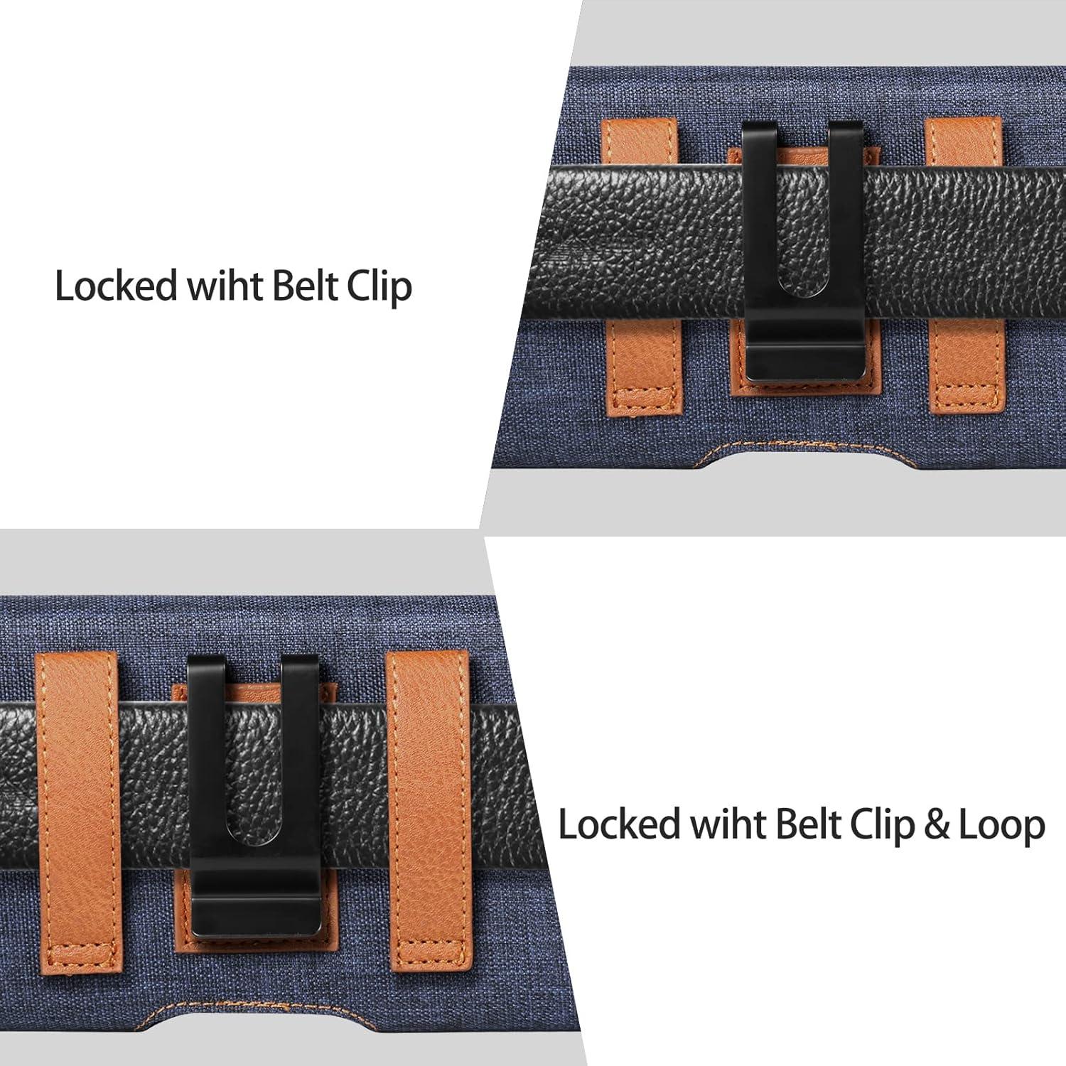 Funda de teléfono celular nylon Seqoiyia azul con clip