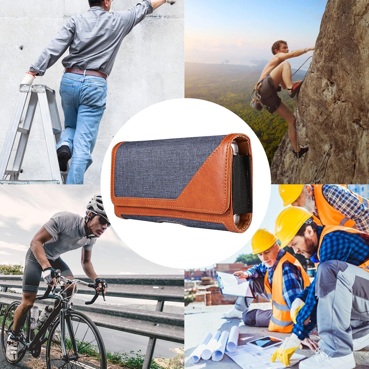 Funda de teléfono celular nylon Seqoiyia azul con clip