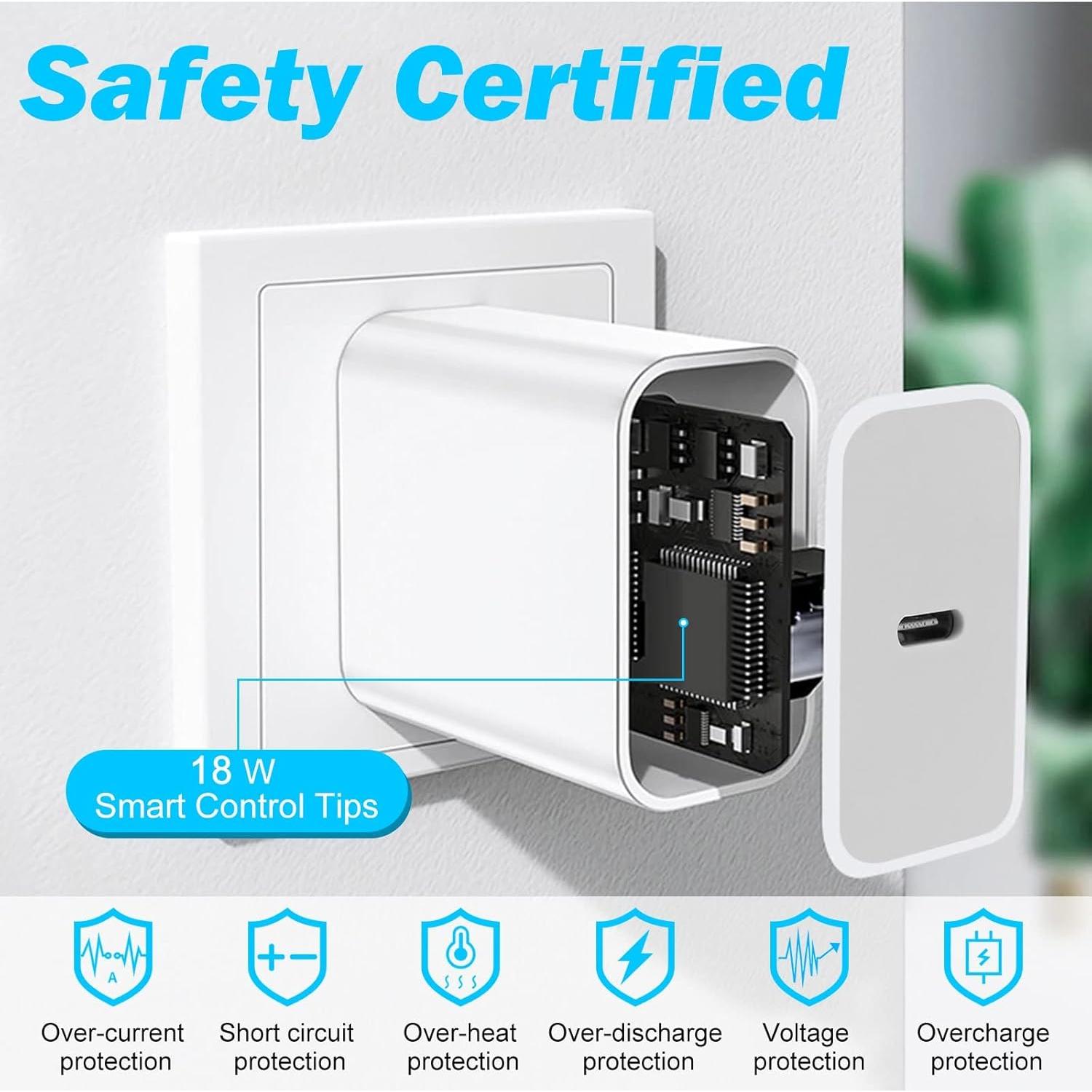 Cargador Rápido USB-C 18W UrbanX con Cable 2m para Xiaomi y Pixel