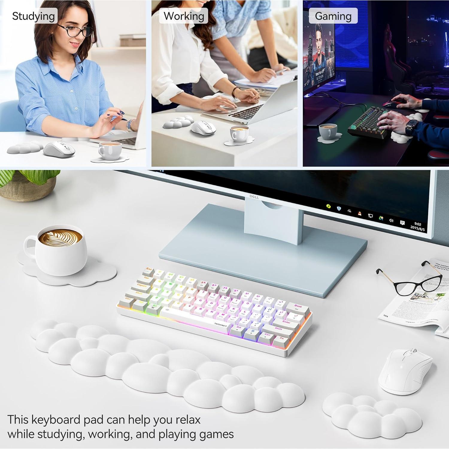 Reposamuñecas ergonómico TECKNET Cloud blanco con soporte