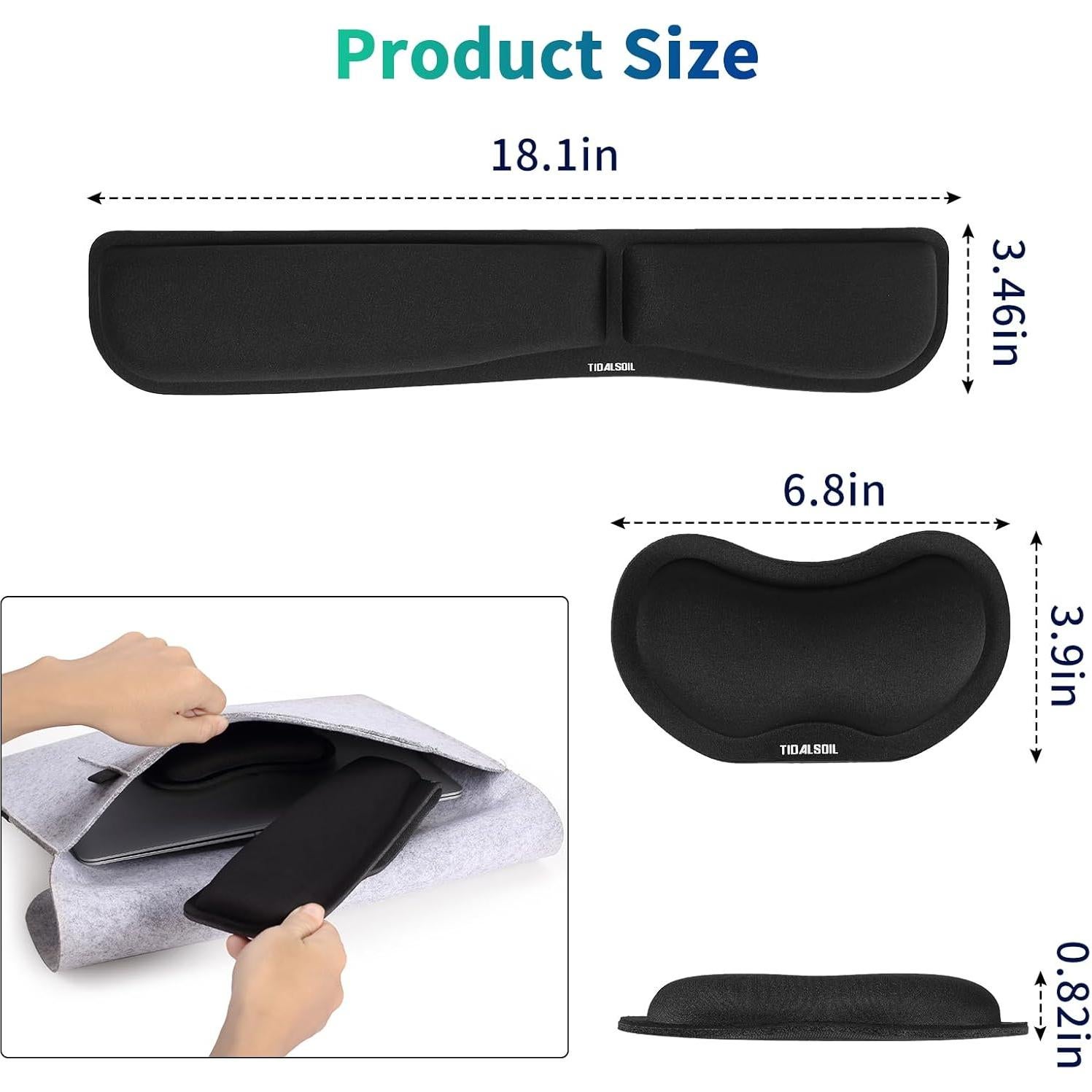 Reposamuñecas ergonómicos TIDALSOIL 2 piezas negro