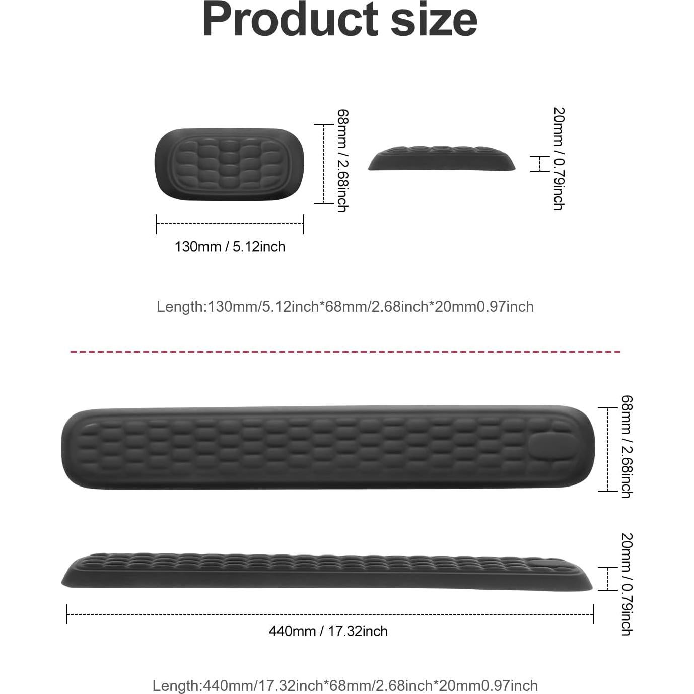 Reposamuñecas Ergonómico VAYDEER para Teclado y Ratón - Negro