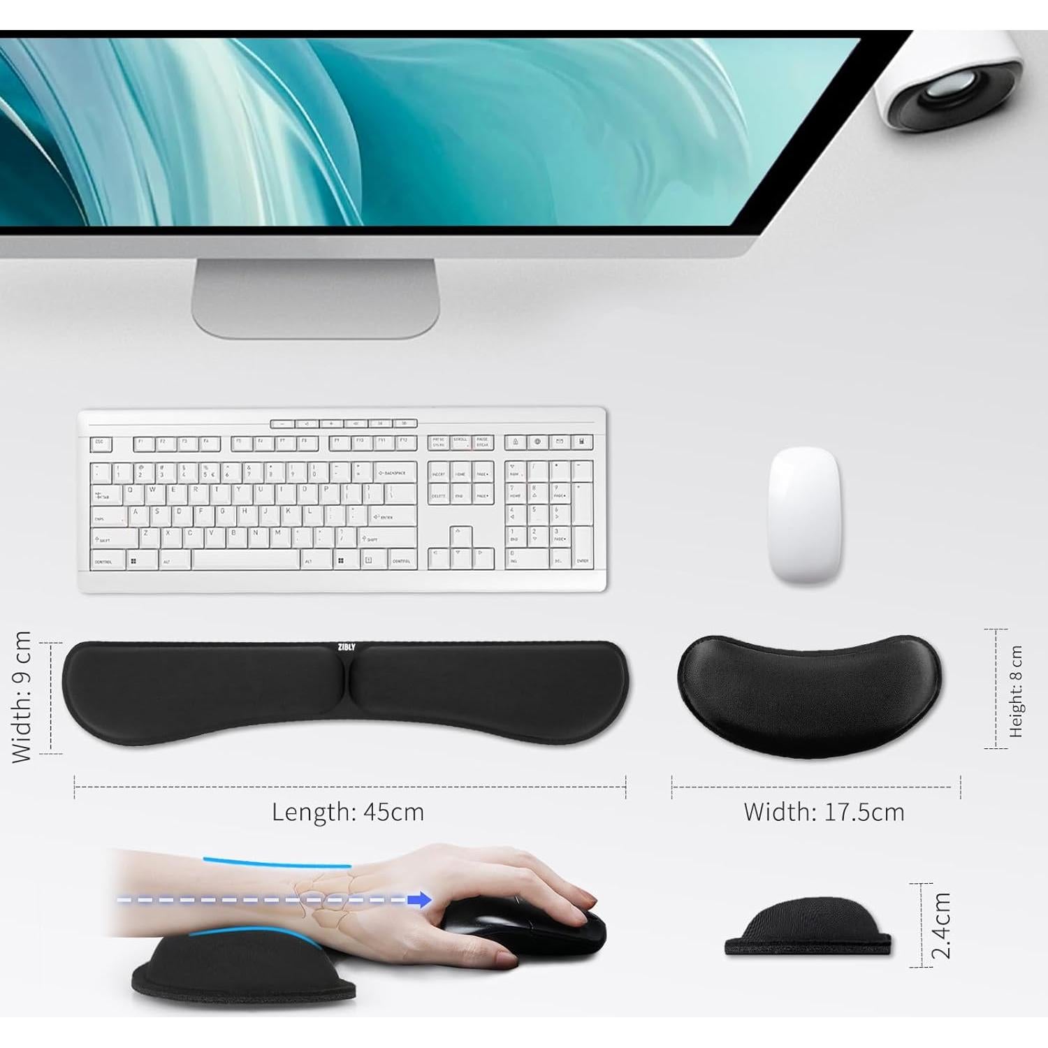 Reposamuñecas Ergonómico Zibly con Reposapies - 2 Piezas