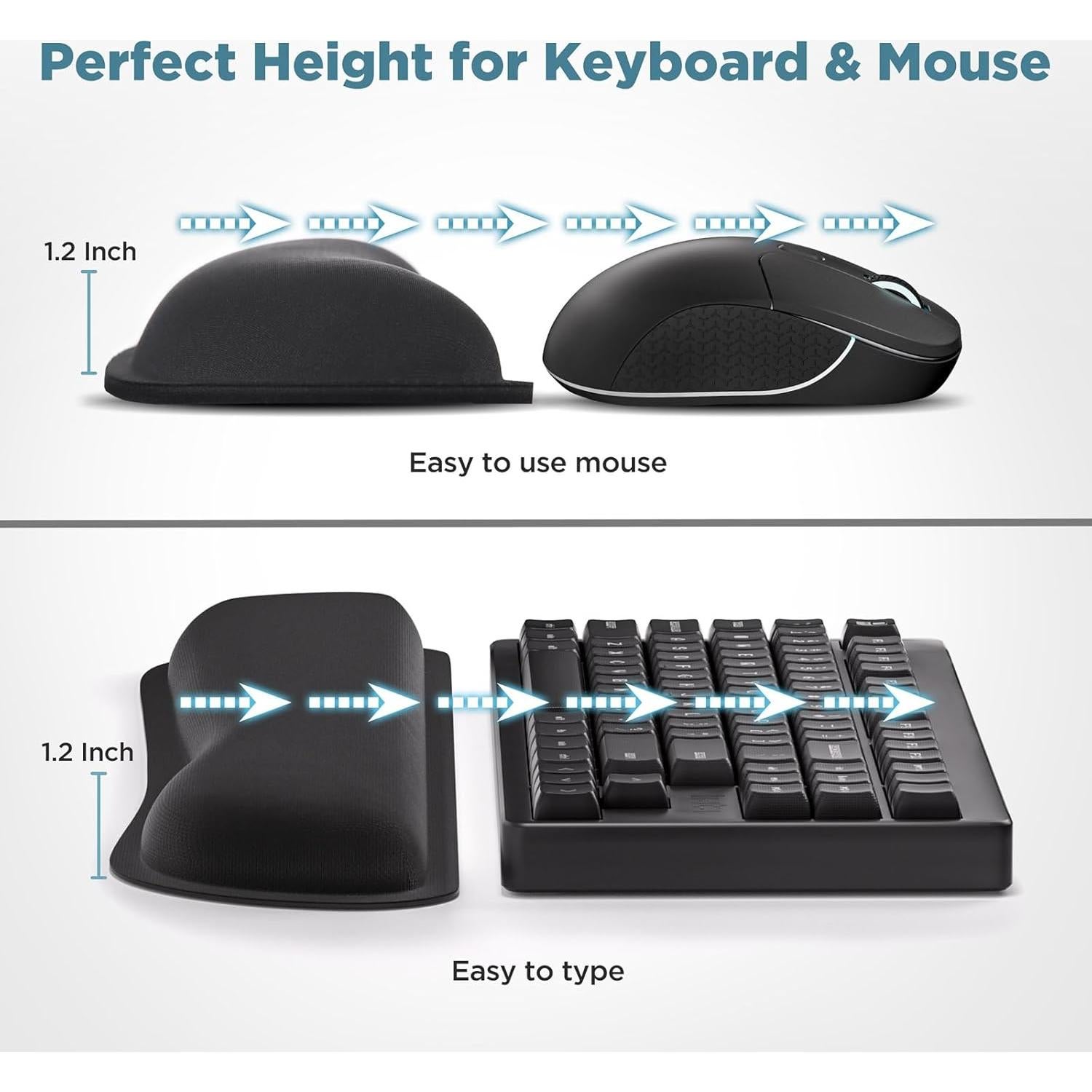 Reposamuñecas Ergonómico Gimars Gel Espuma Memoria Negro