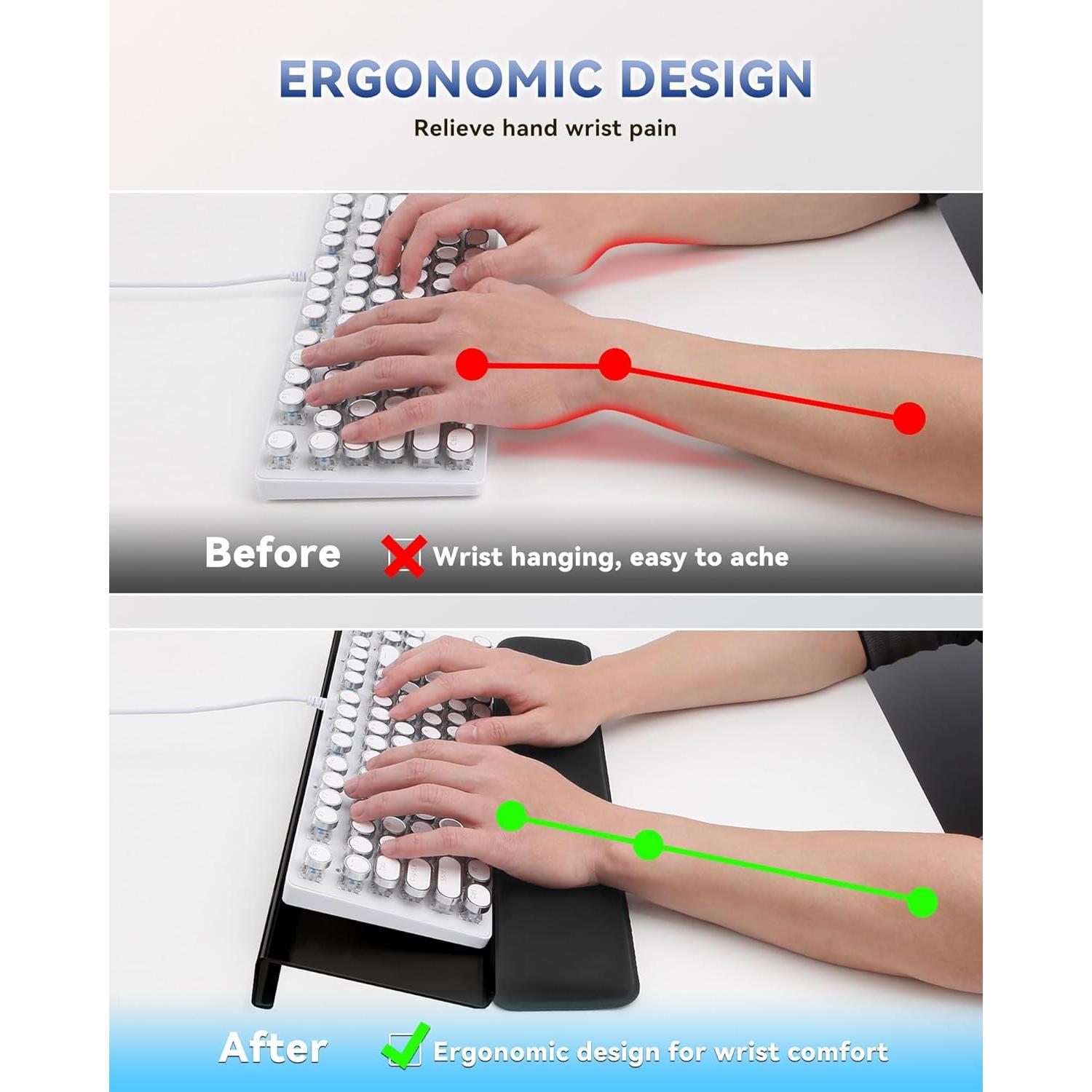 Soporte Ergonómico para Teclado Laborio con Reposamuñecas Negro